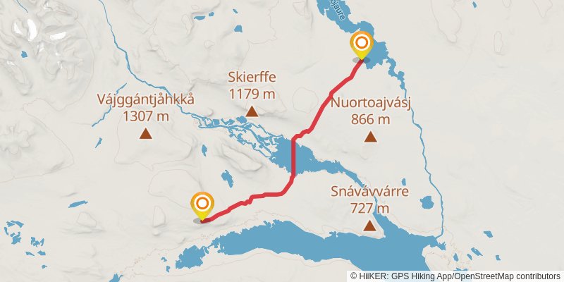 Kungsleden North stage 10 Map