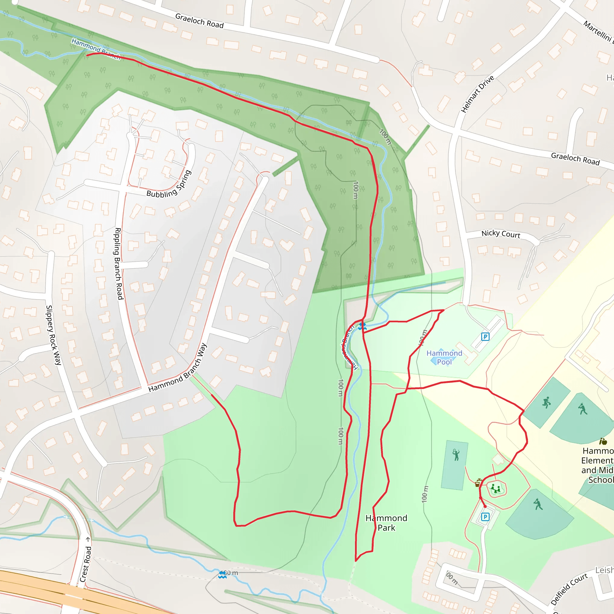 Hammond Park Loop mobile static map