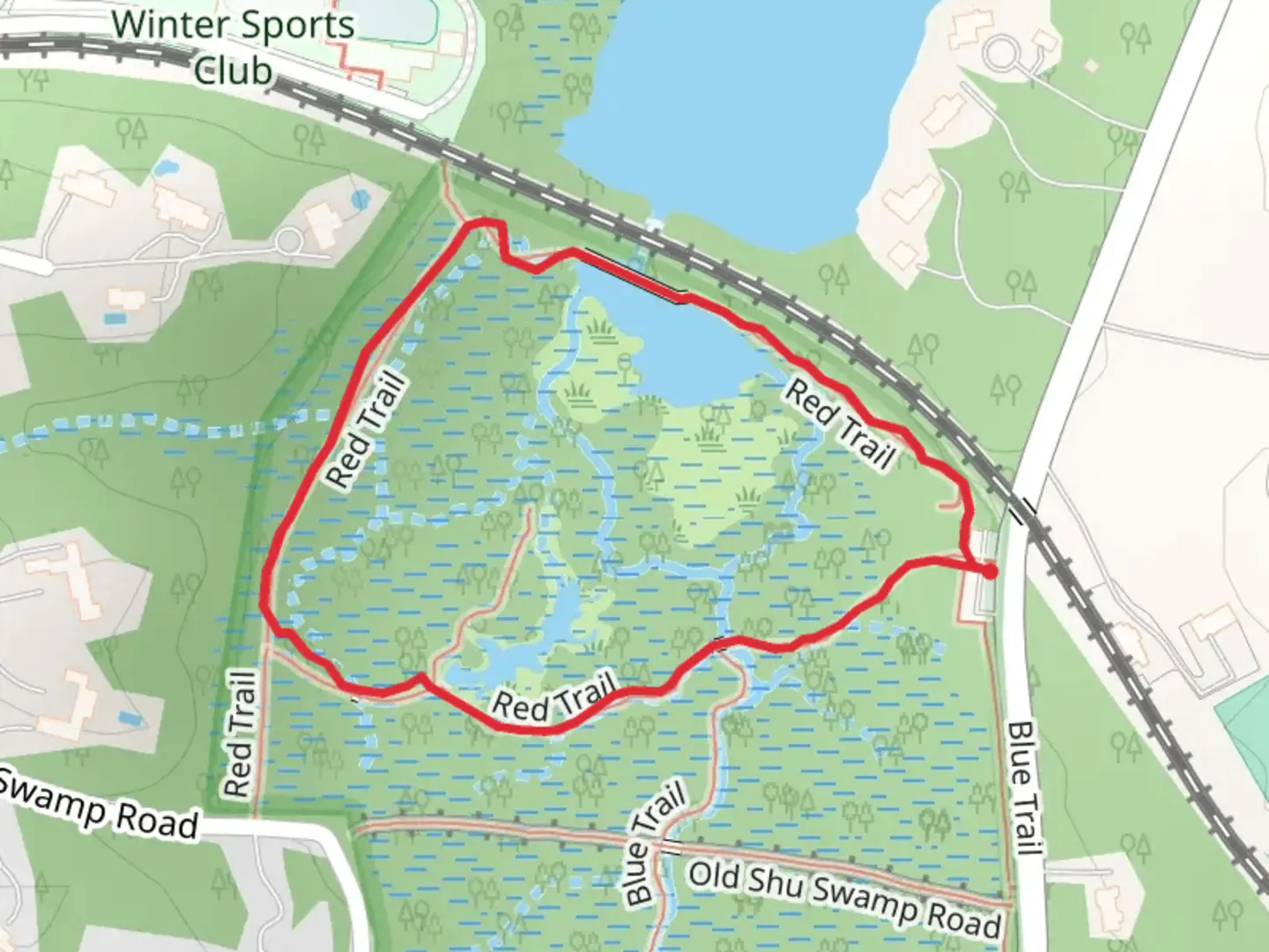 An image depicting the trail Red Trail Loop via Beaver Brook and its surrounding area.