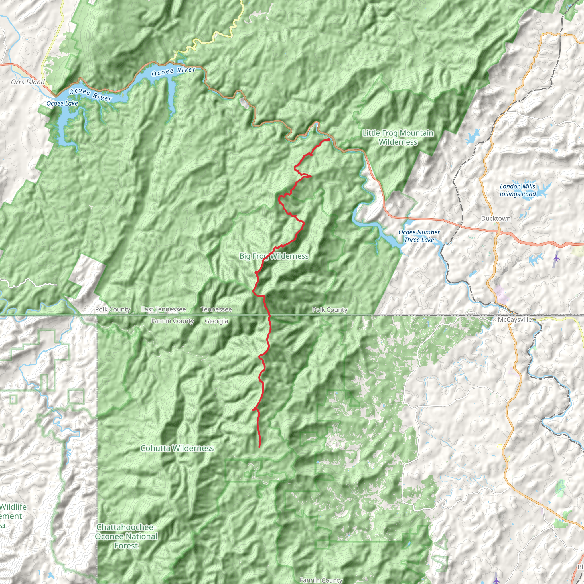 Big Frog and Benton MacKaye Trail from Thunder Rock Campground mobile static map