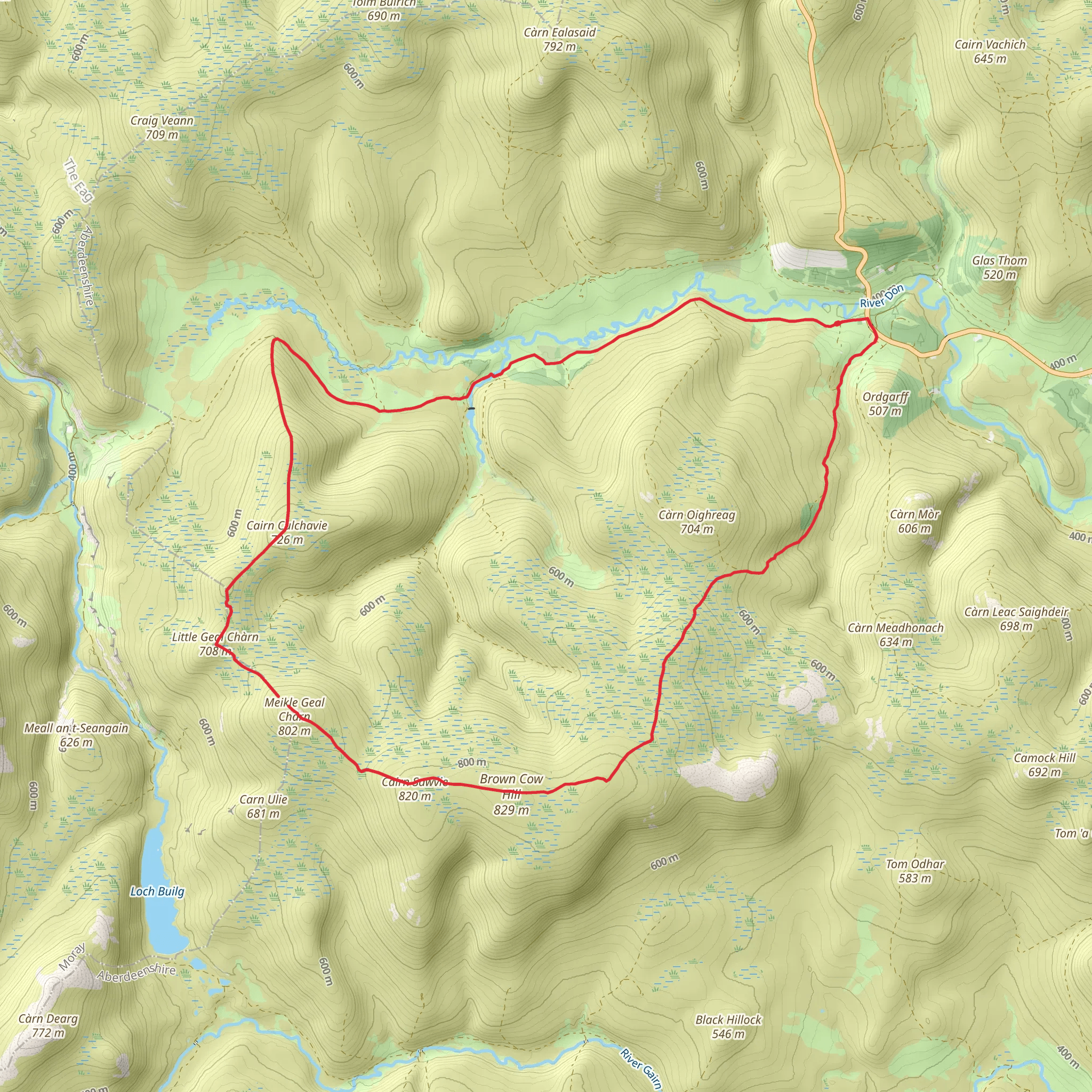 Brown Cow Hill and Cairn Culchavie Loop mobile static map