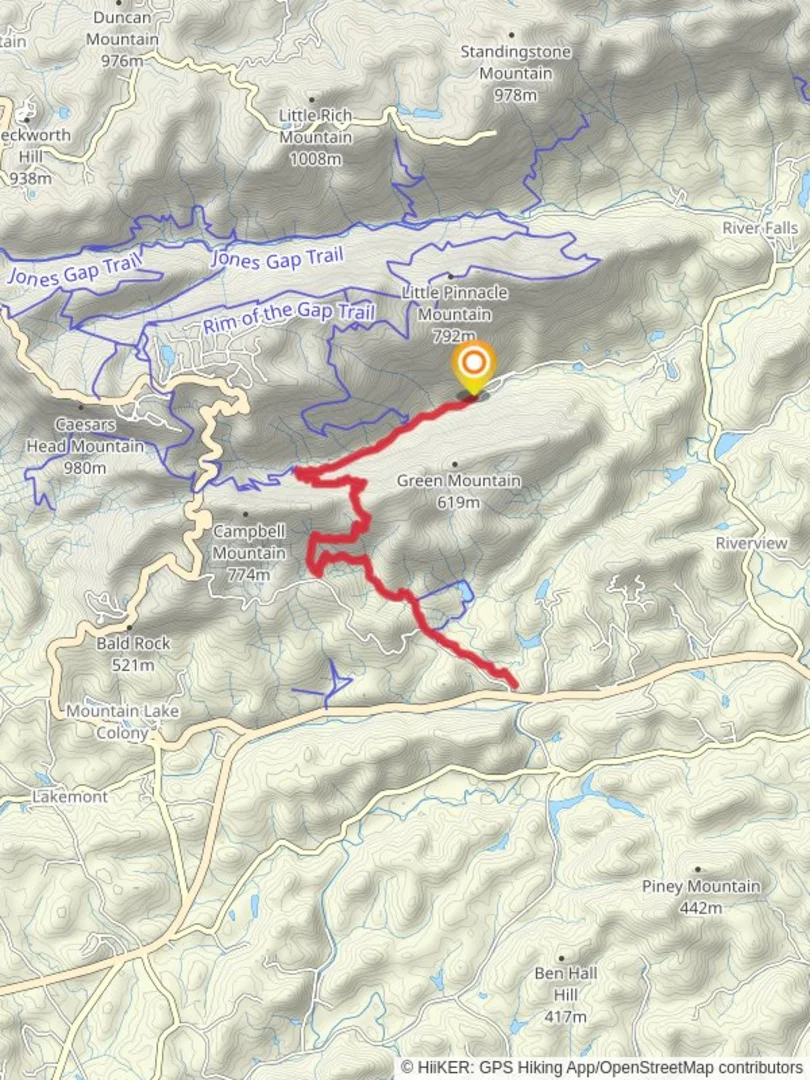 An image depicting the trail Oil Camp Creek Road and Mountain Bridge Passage Trail and its surrounding area.