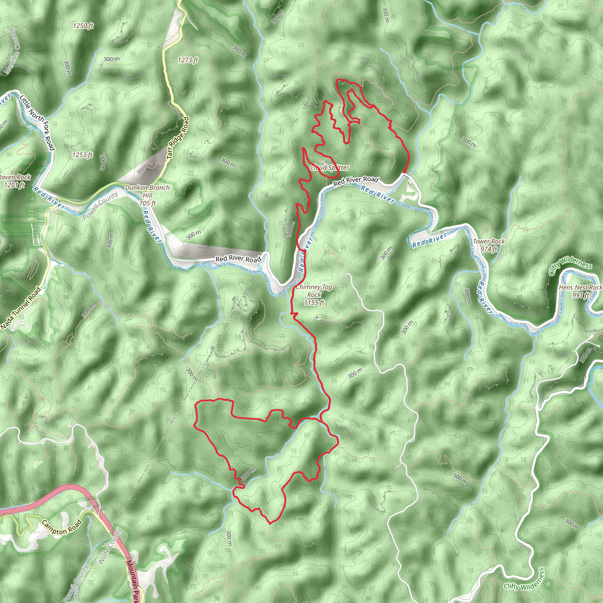 Sheltowee Trace NRT and Indian Staircase Trail mobile static map