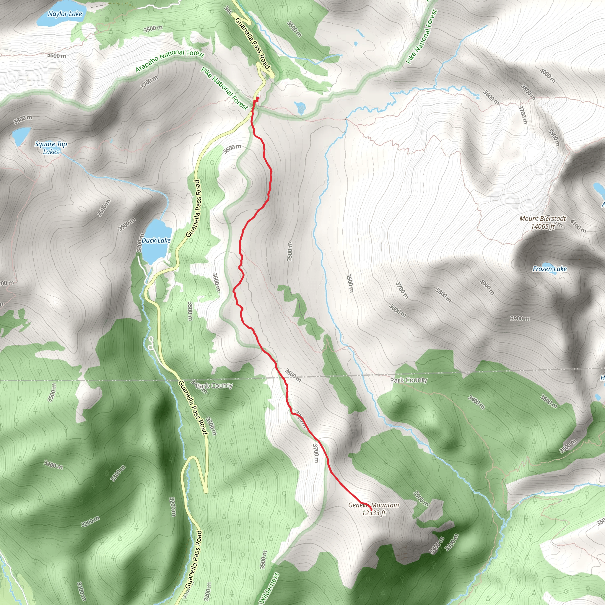 Geneva Mountain via Guanella Pass mobile static map