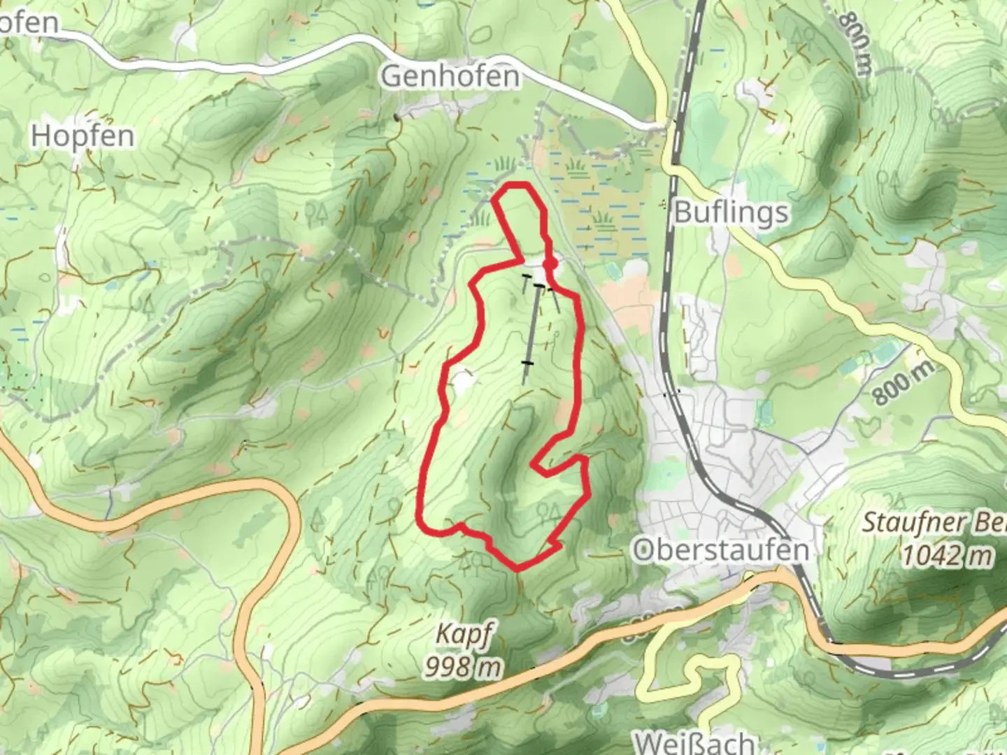 An image depicting the trail Altensberg Loop and its surrounding area.