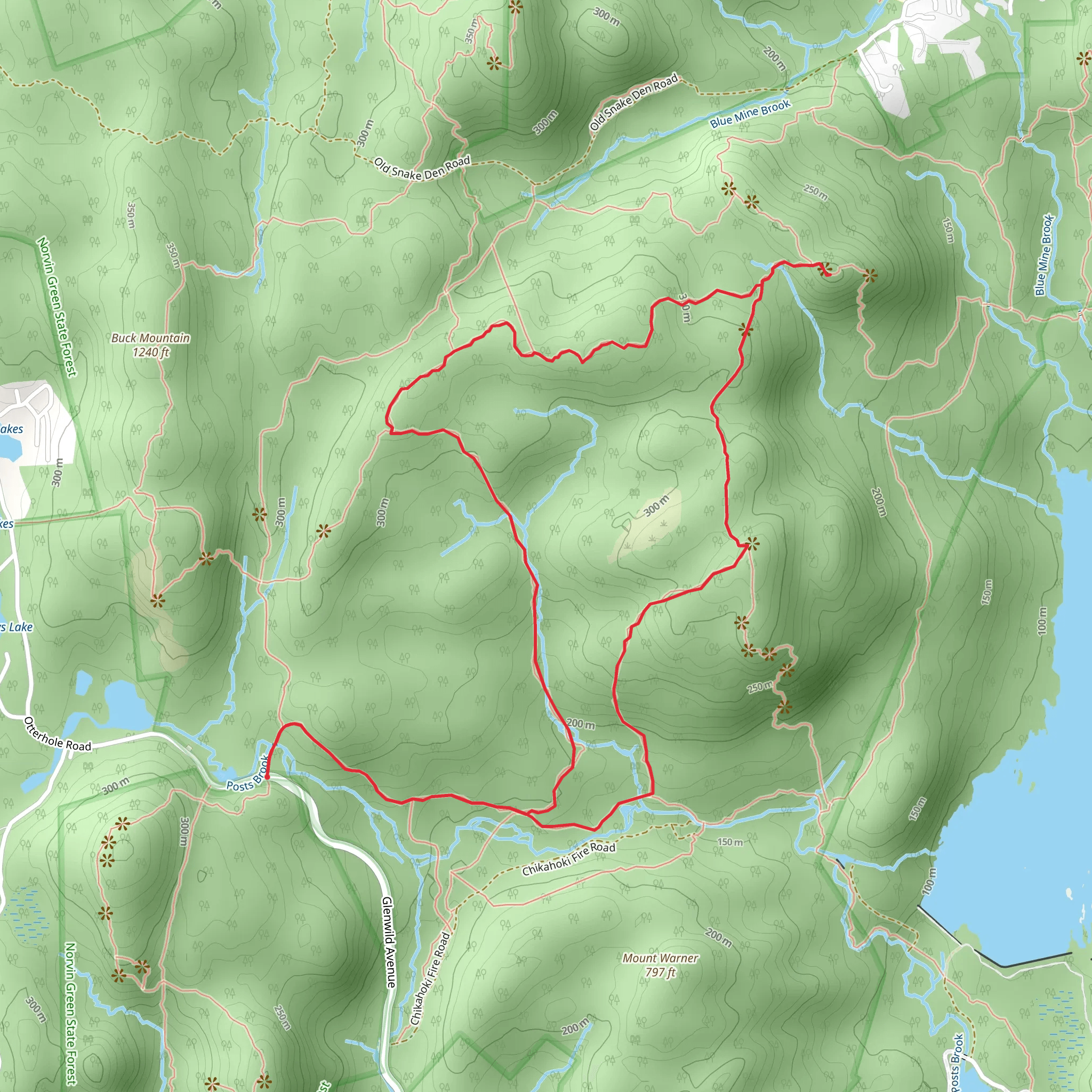 Wyanokie Crest Trail - Yellow and Hewitt-Butler Trail - Blue mobile static map