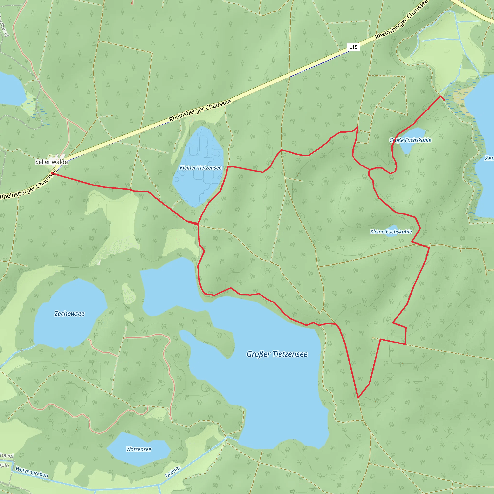 Großer Tietzensee, Zeutensee and Kleiner Tietzensee Loop mobile static map