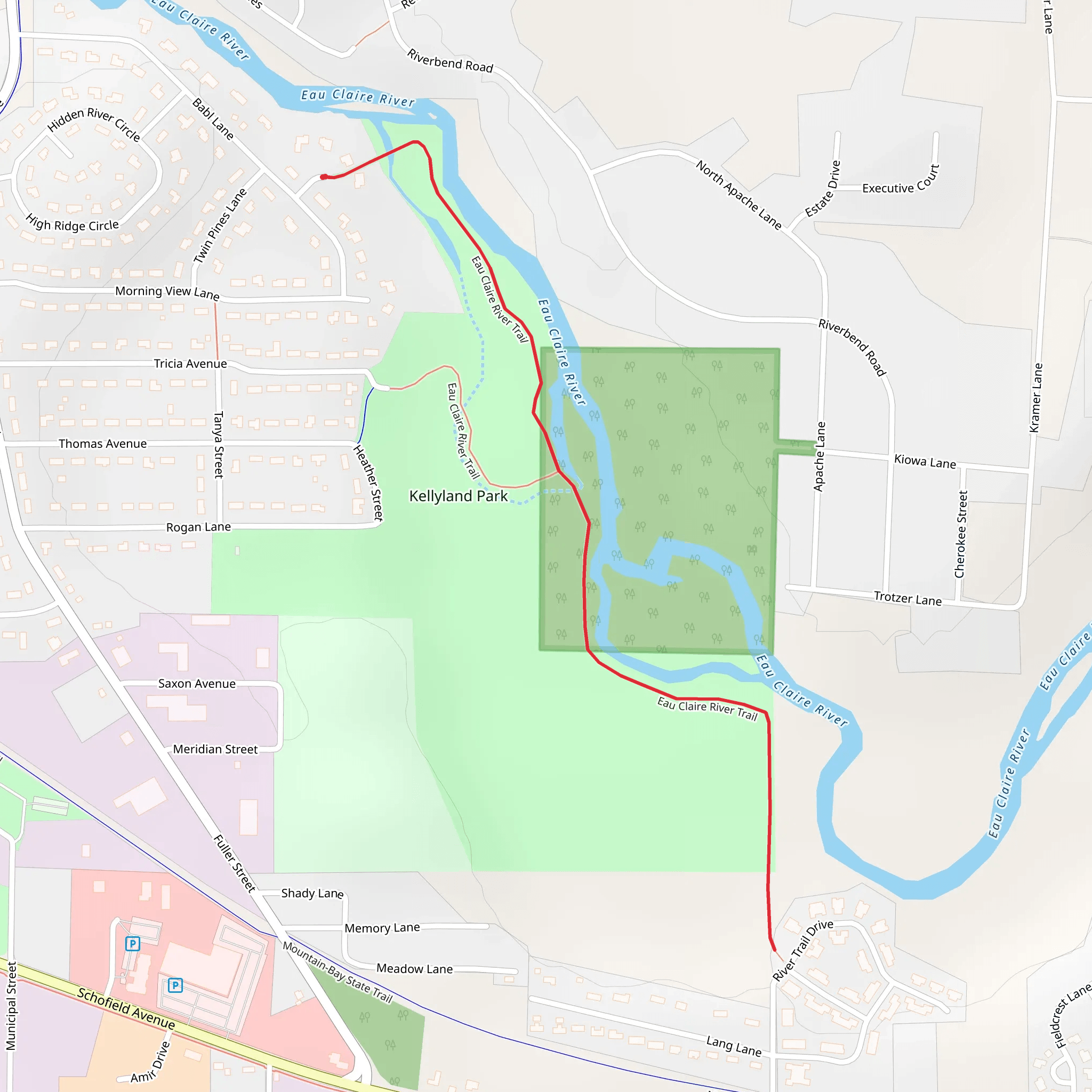 Eau Claire River Trail mobile static map