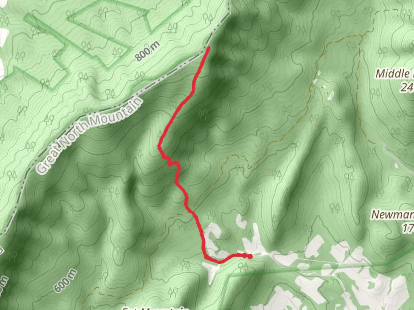 An image depicting the trail Falls Ridge Trail and its surrounding area.