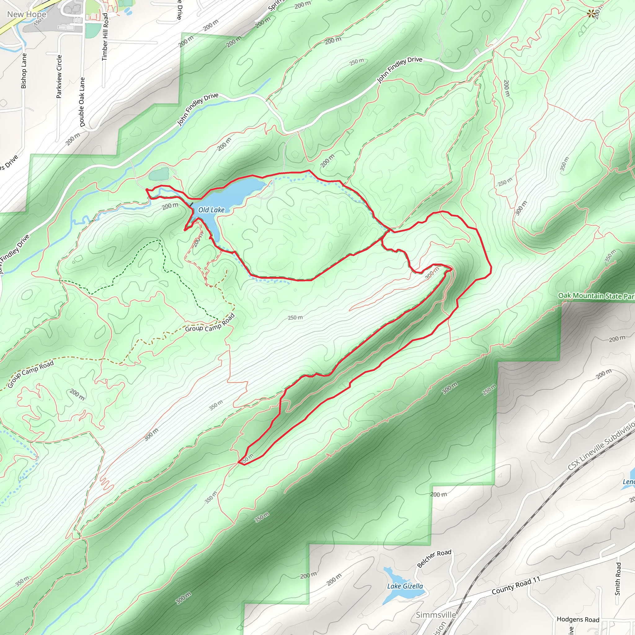 Tranquility Lake and White and Red Loop mobile static map