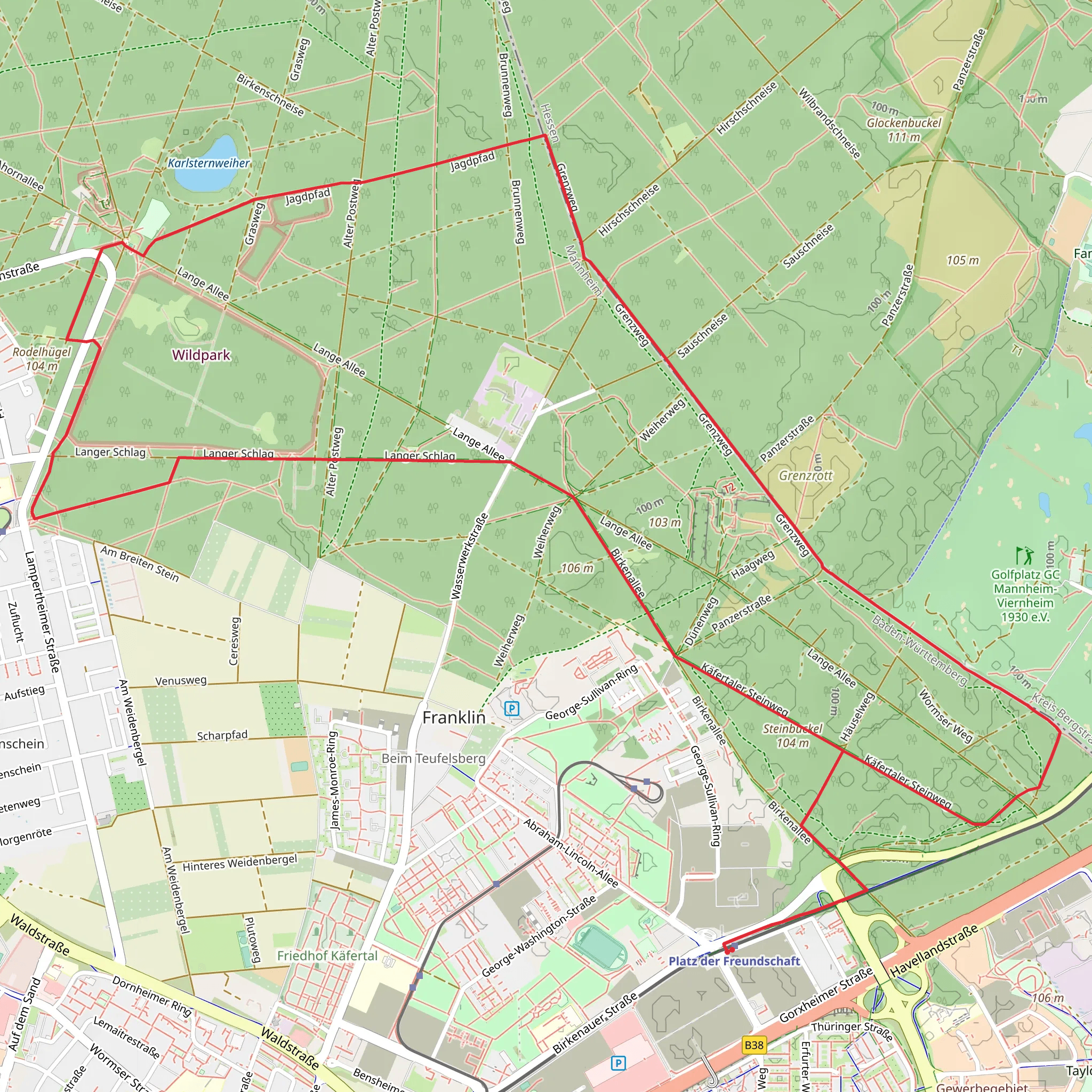 Vogelstangweg and Buckelalleeweg Loop mobile static map