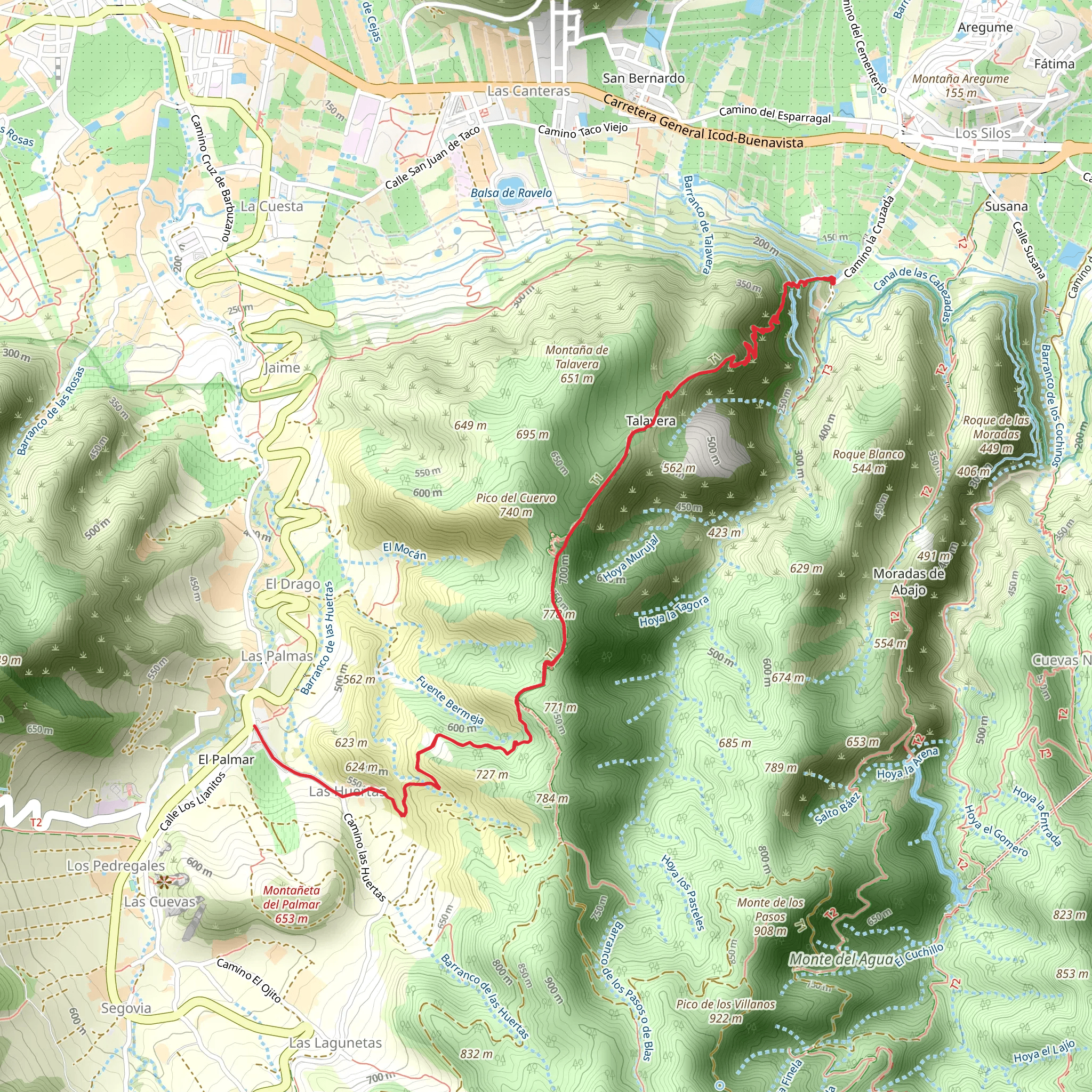 Los Silos - Talavera - El Palmar PR TF 55 mobile static map