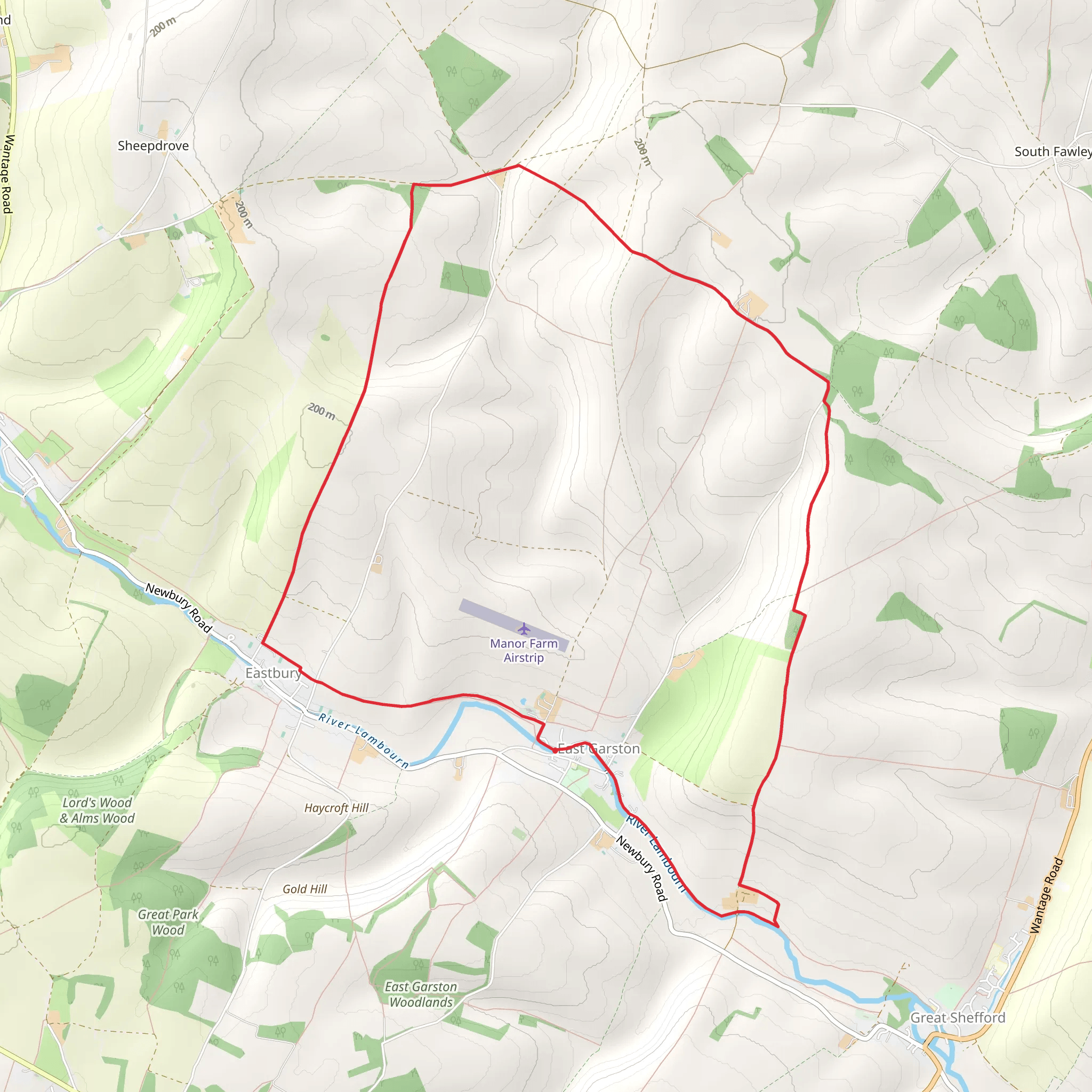 West Berkshire Downs from East Garston mobile static map