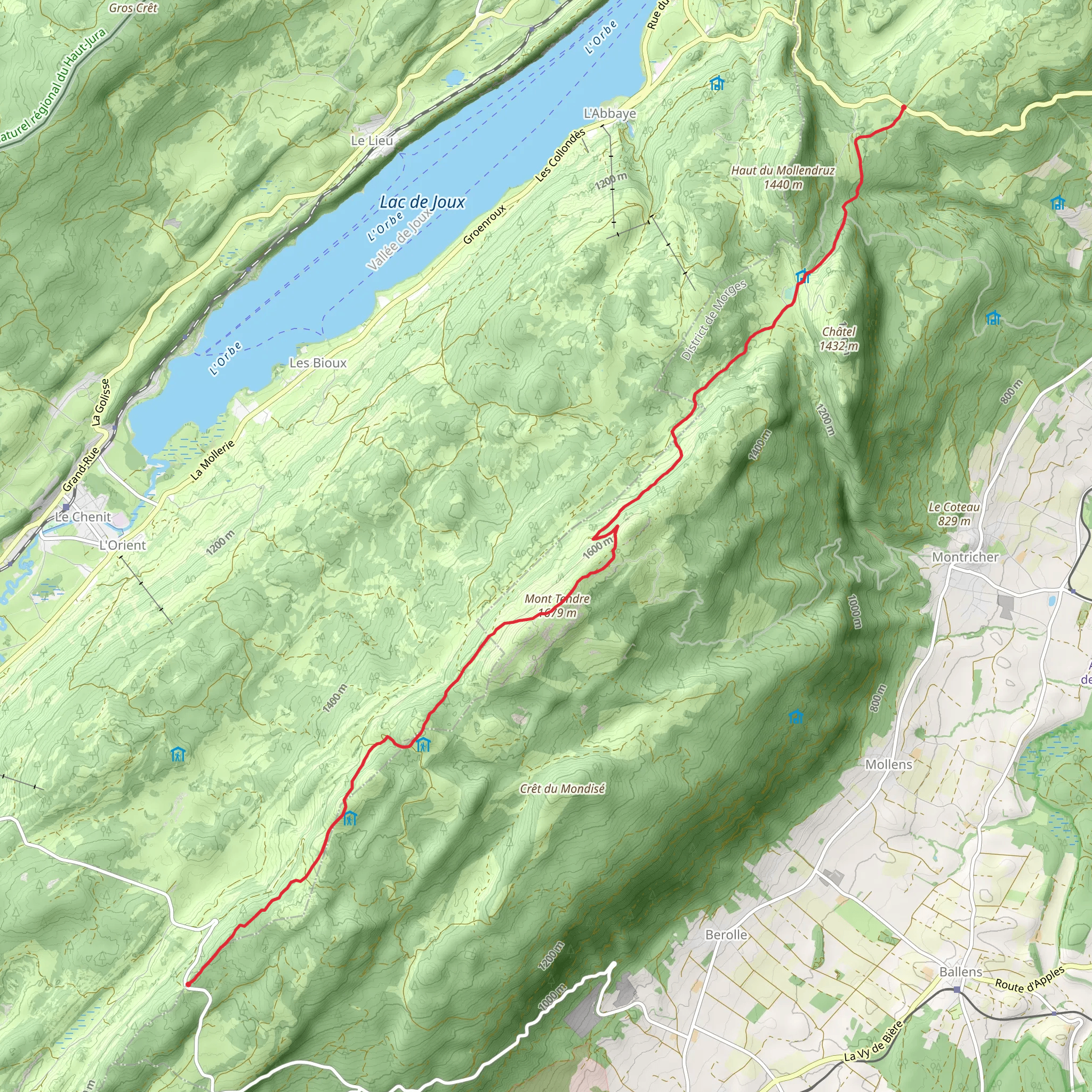 Mont Tendre - From Mollendruz to Marchairuz mobile static map