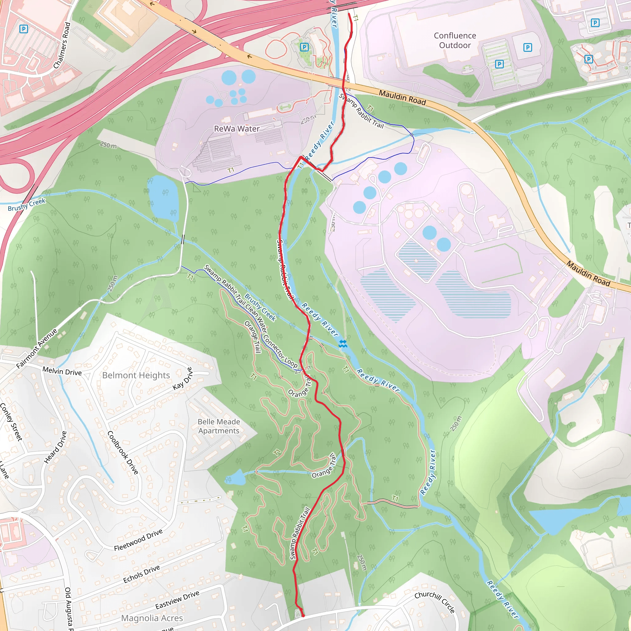 Swamp Rabbit Trail mobile static map