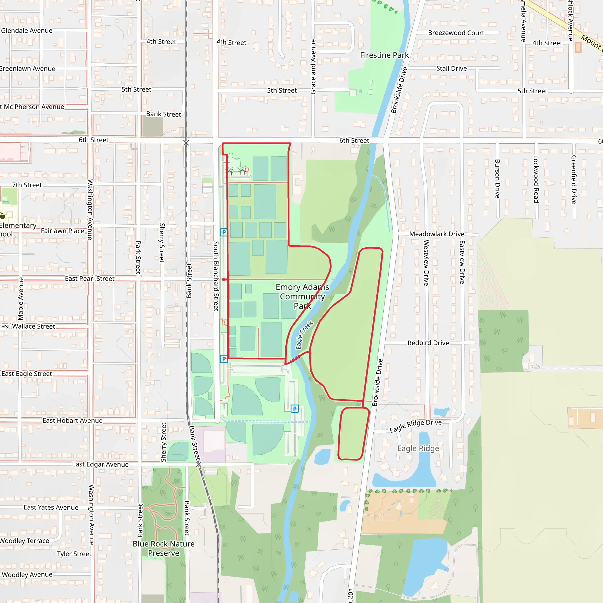 Emory Adams Community Park Loop mobile static map