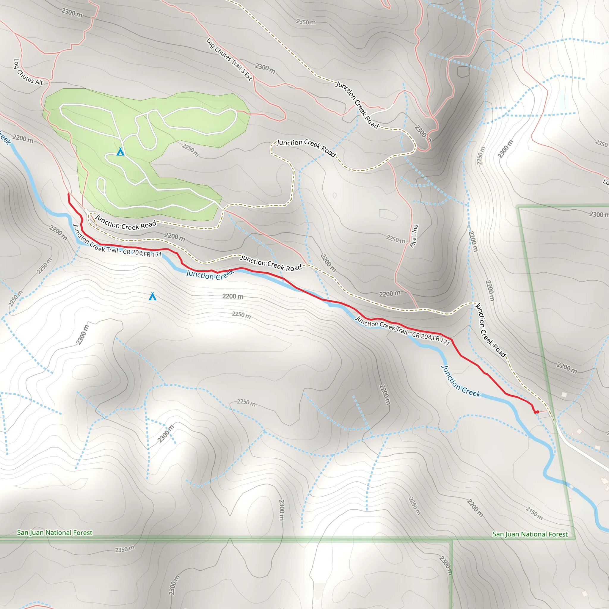 Junction Creek Trail Out and Back mobile static map