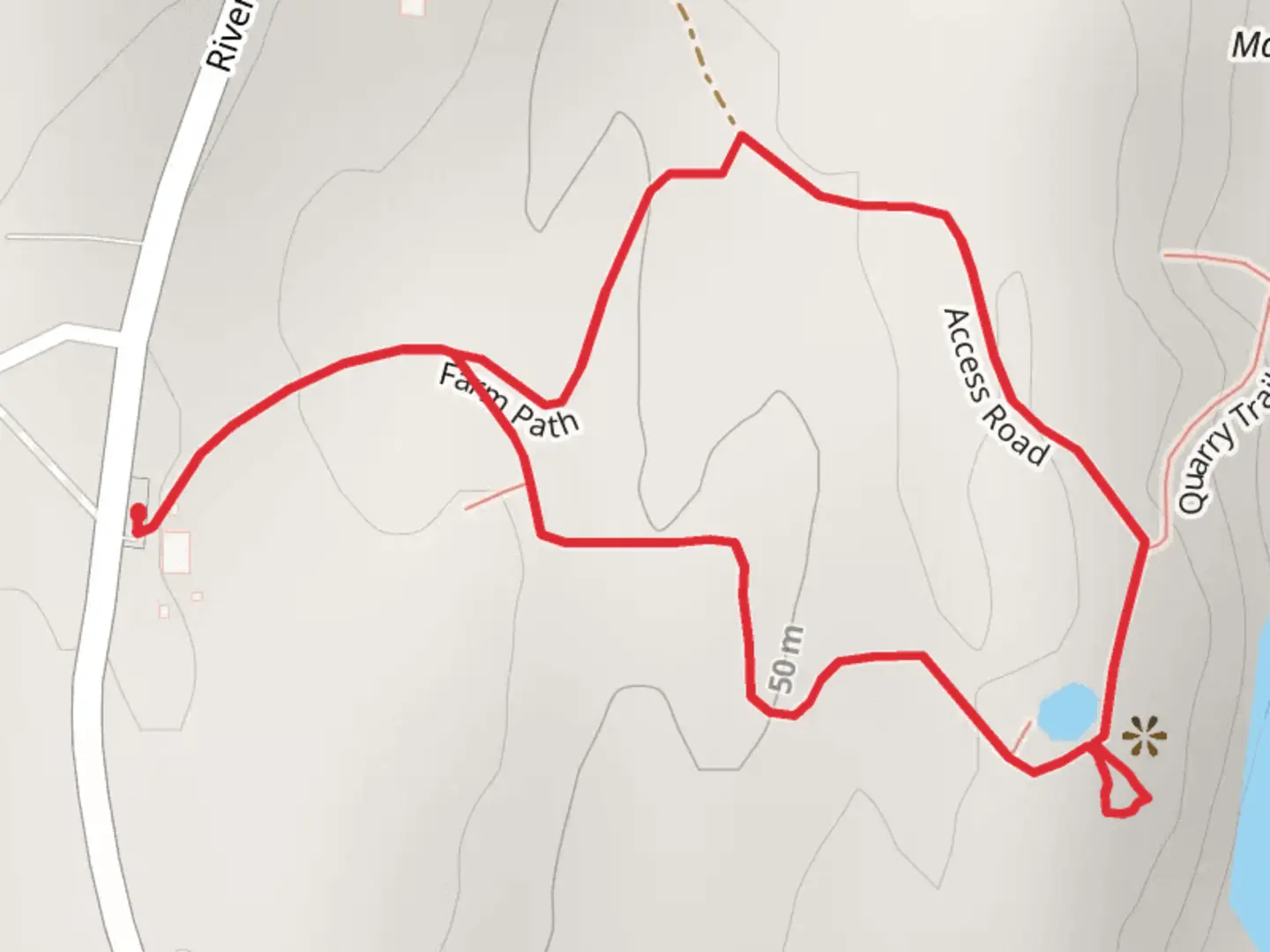 An image depicting the trail Overlook Path Loop from River Road and its surrounding area.