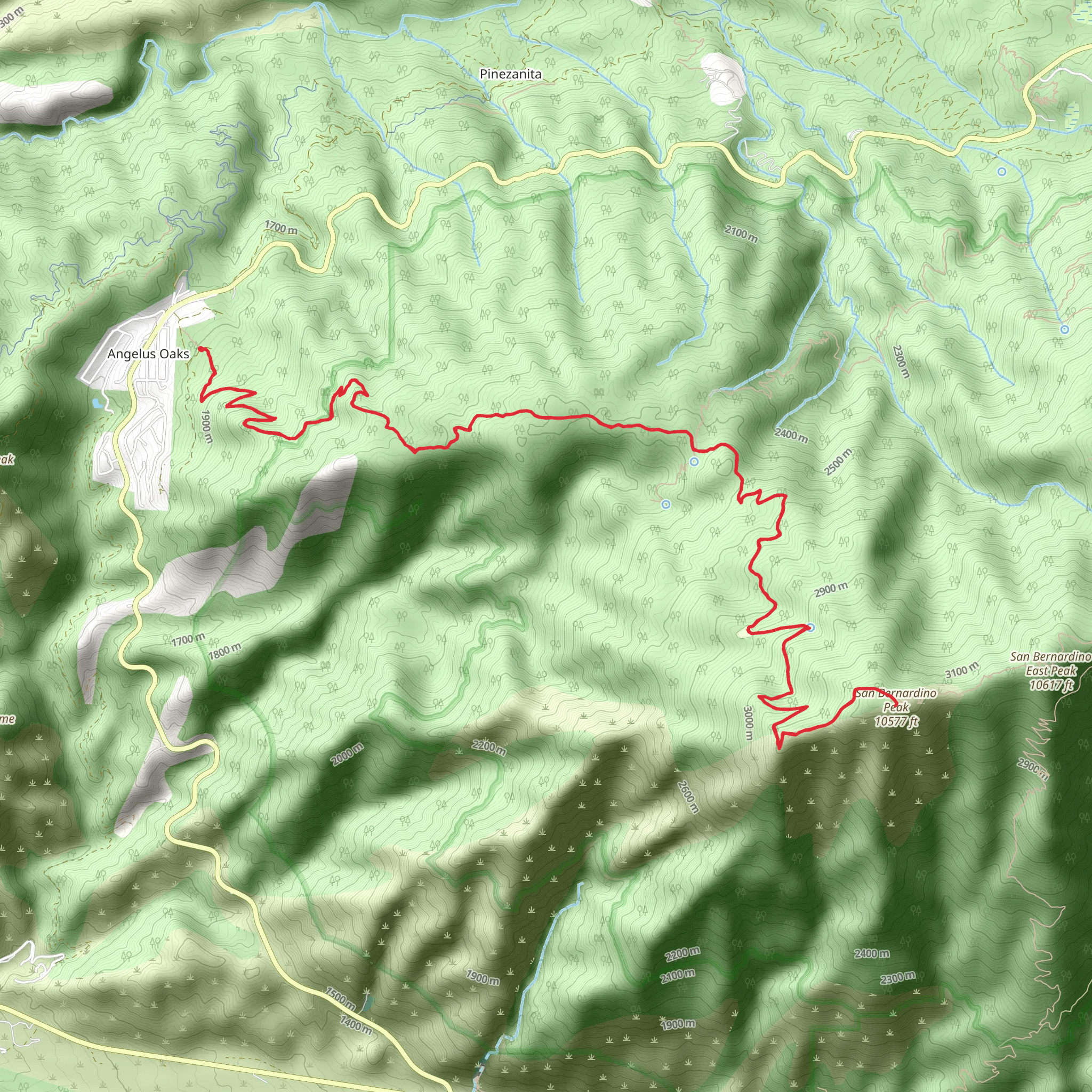 San Bernardino Peak Trail mobile static map