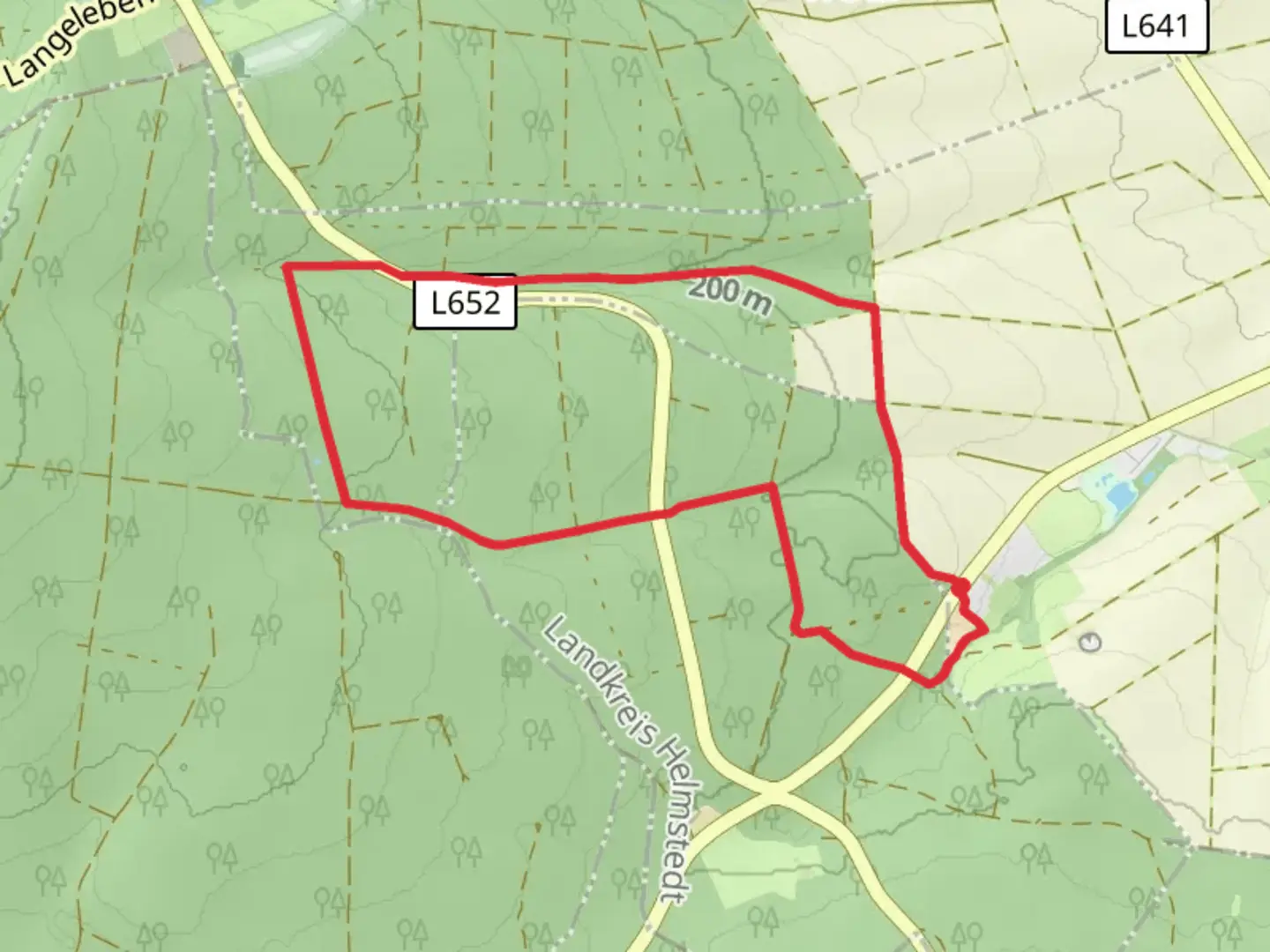 An image depicting the trail Lattgehege and Zur Schunterquelle Loop and its surrounding area.