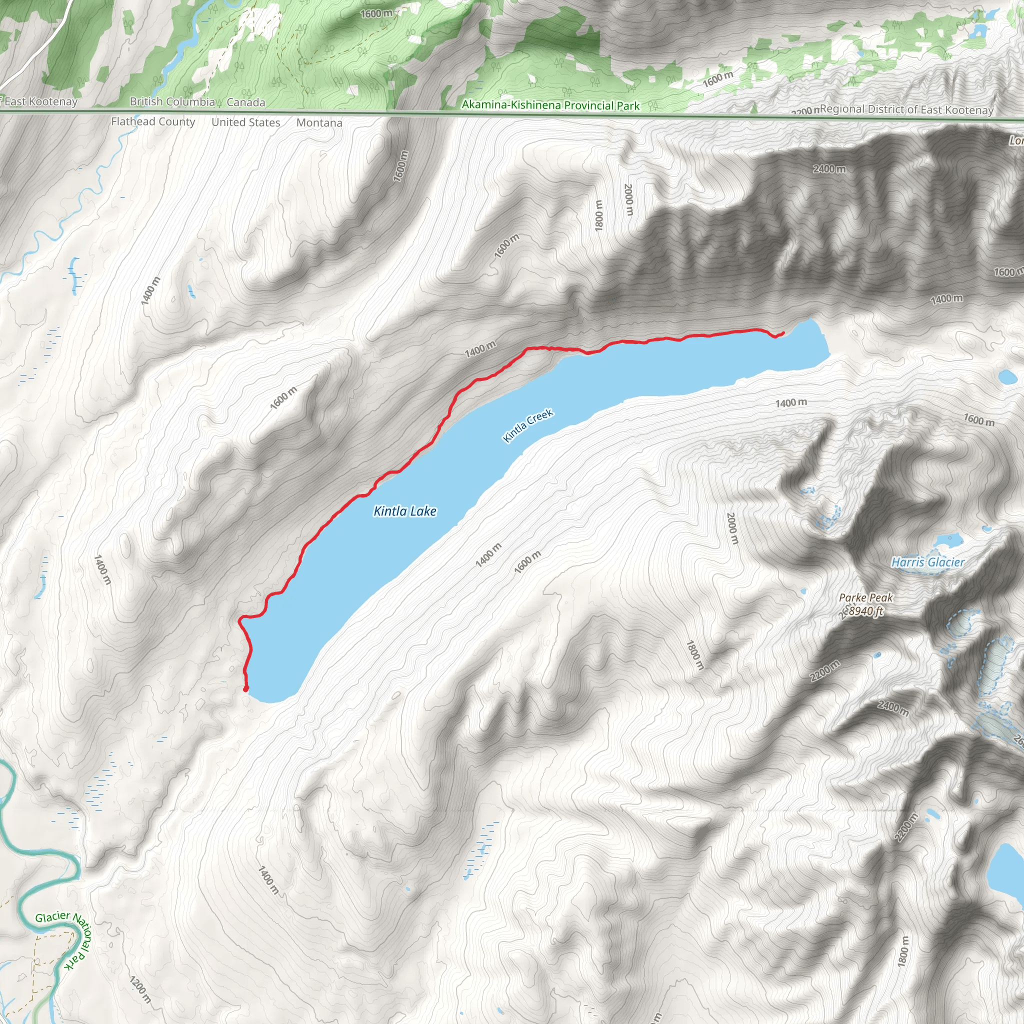 Kintla Lake - Boulder Pass mobile static map