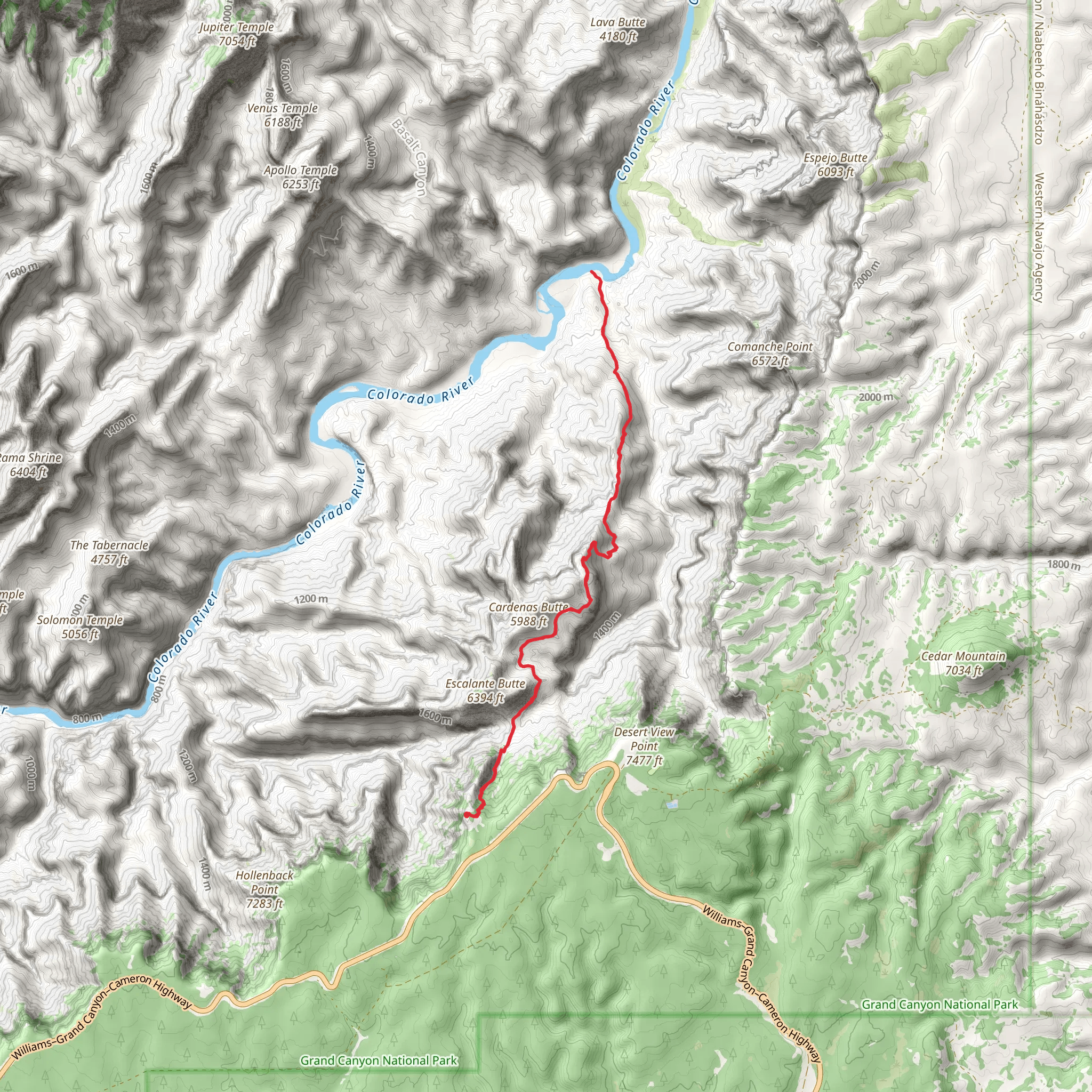 Colorado River via Tanner Trail mobile static map