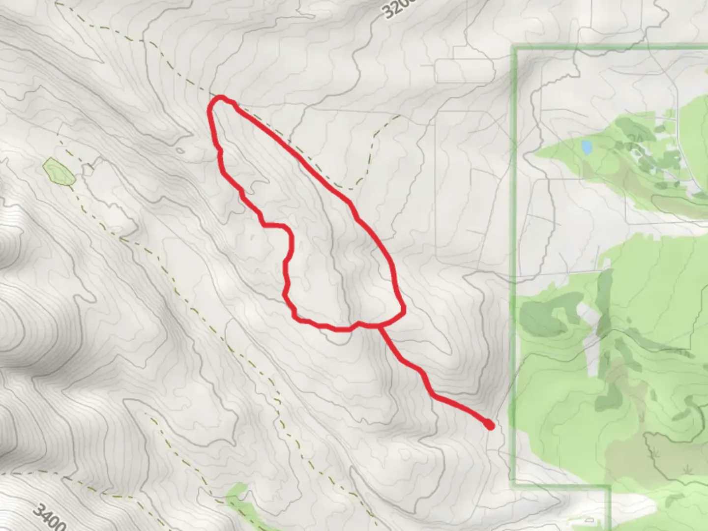 An image depicting the trail Tie Hack Loop Trail and its surrounding area.