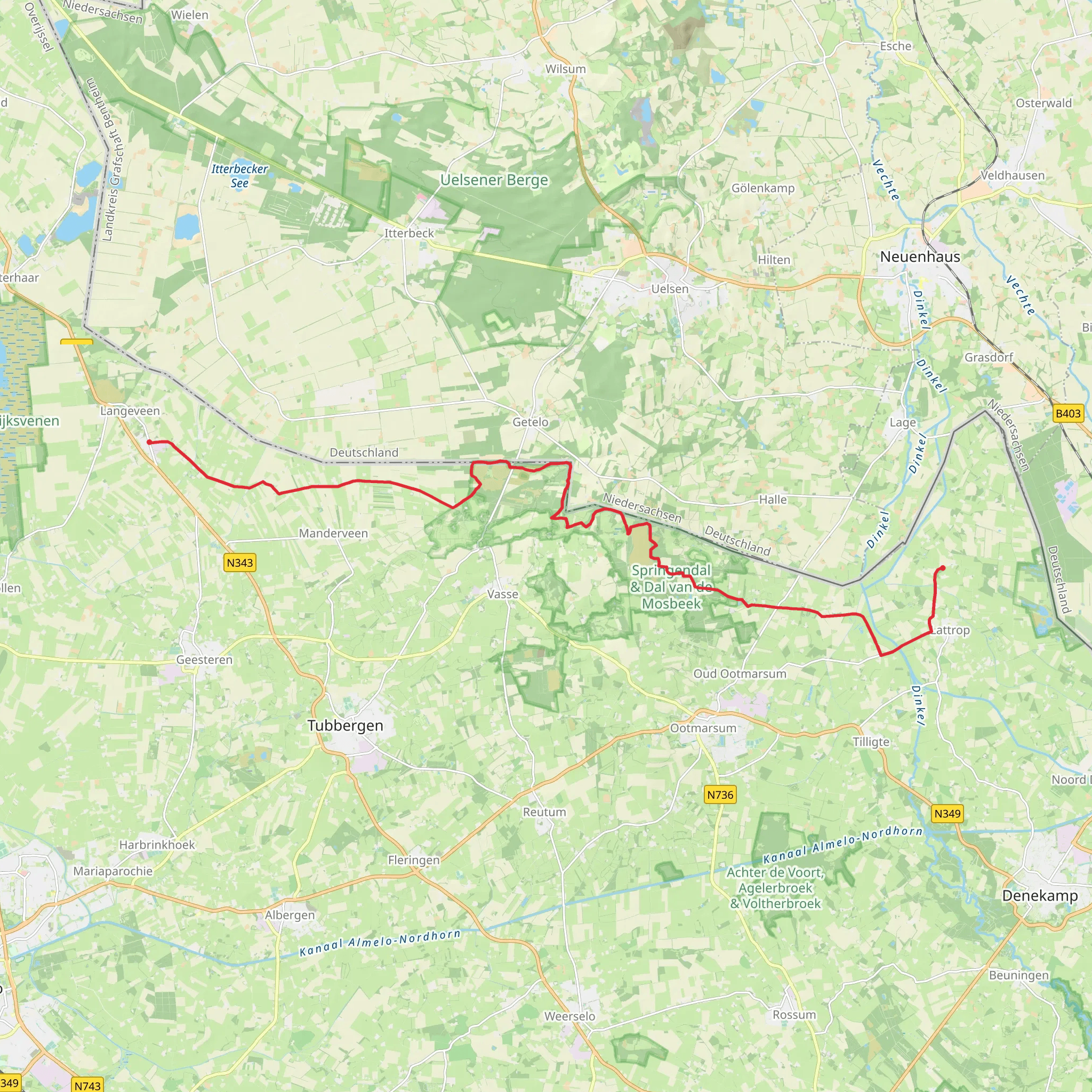 Langeveen to Molendijks via Manderheide and Gaswinning Paarden mobile static map