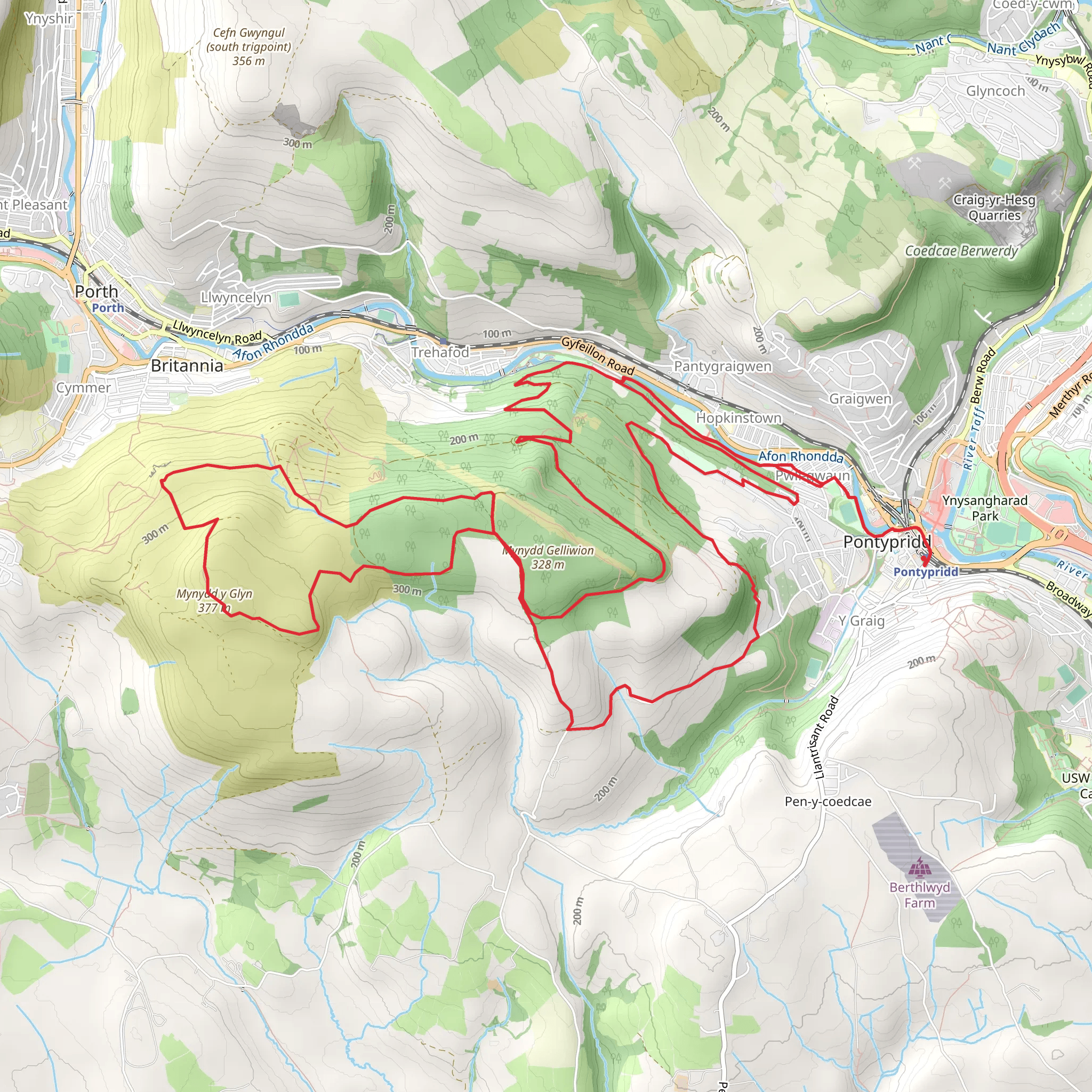 Pontypridd Mynydd Mount mobile static map