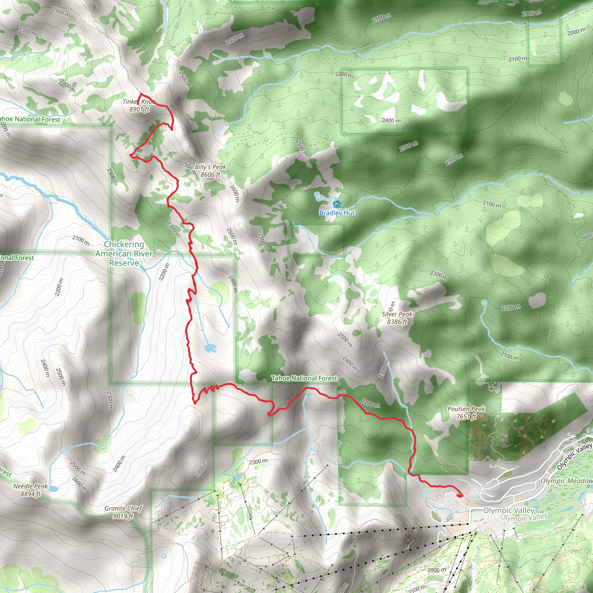 Tinker Knob via Granite Chief Trail mobile static map