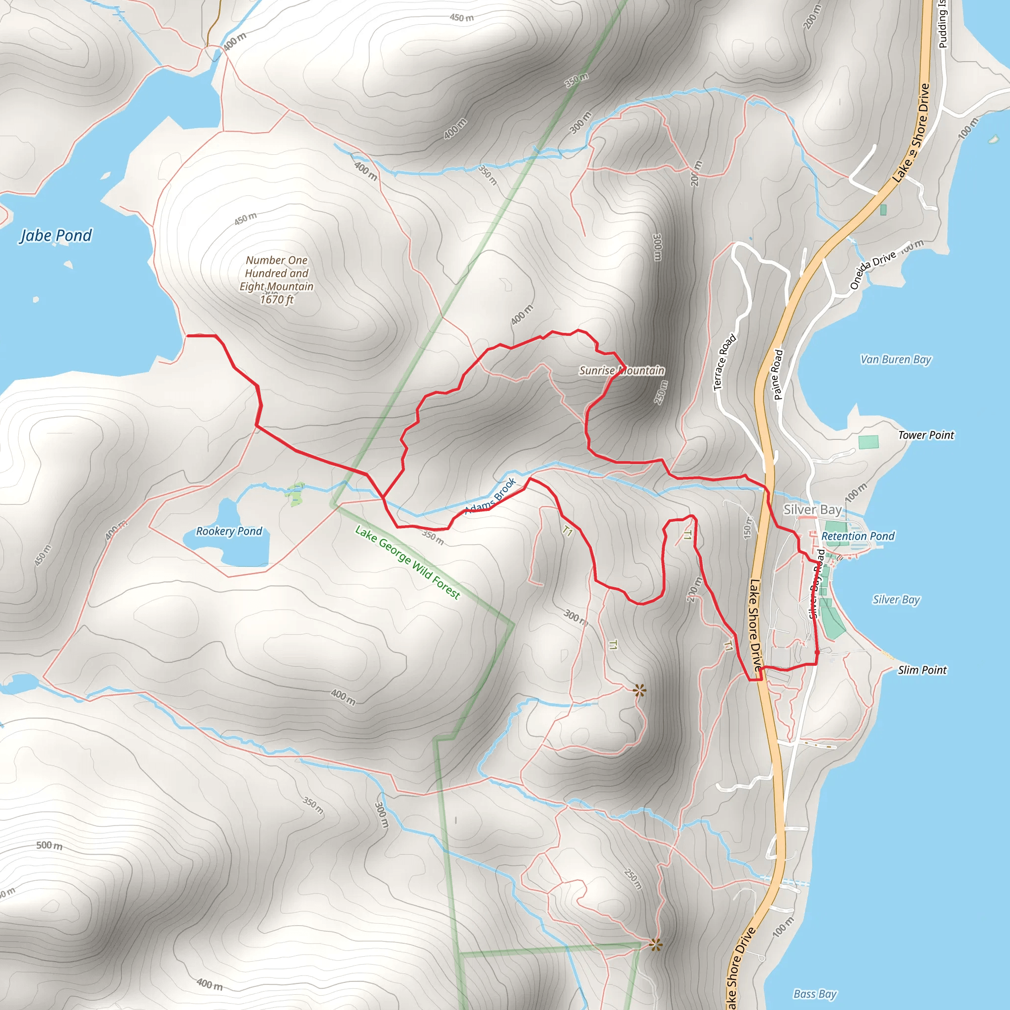 Jabe Pond and Sunrise Mountain Loop mobile static map
