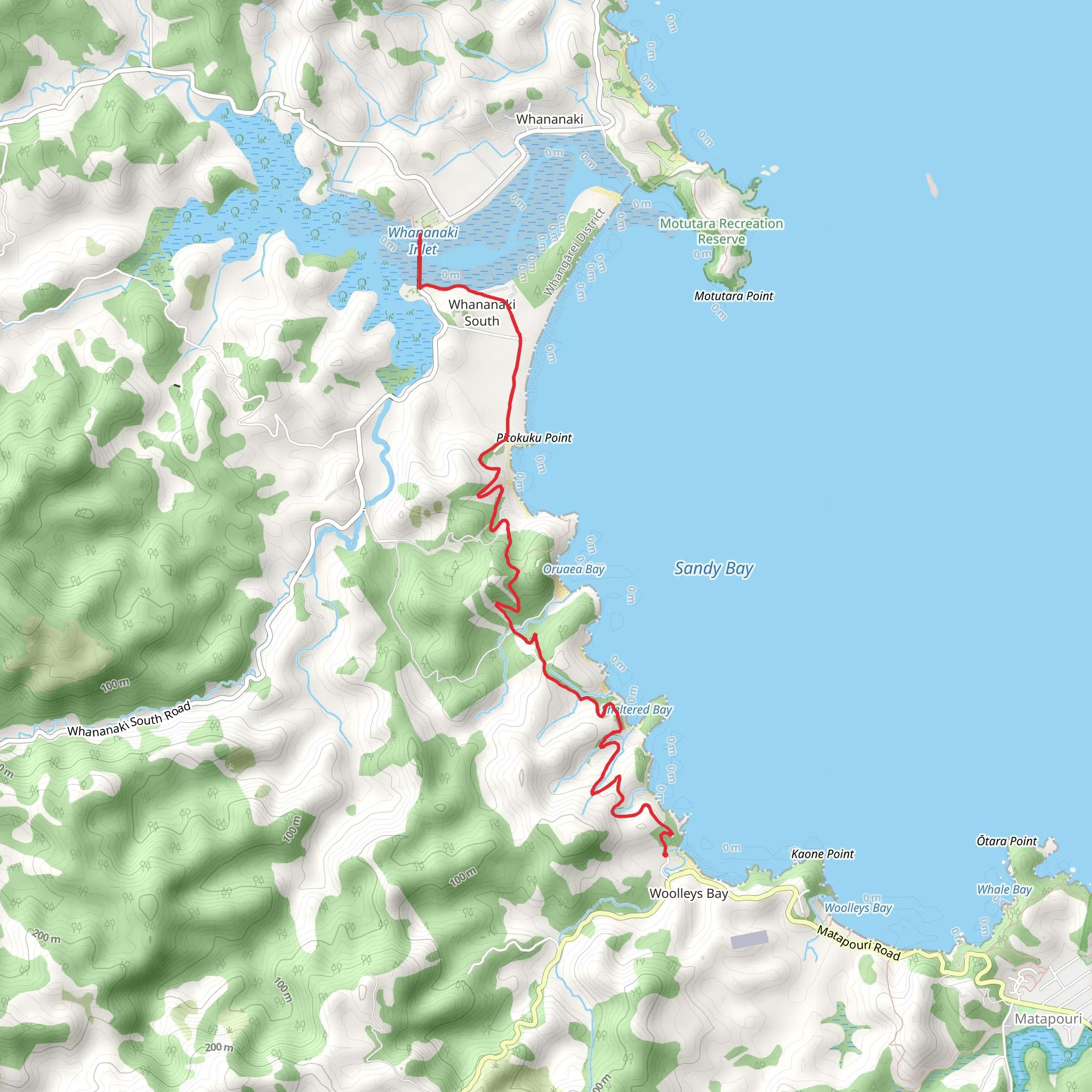 Whananaki Coastal Walkway mobile static map