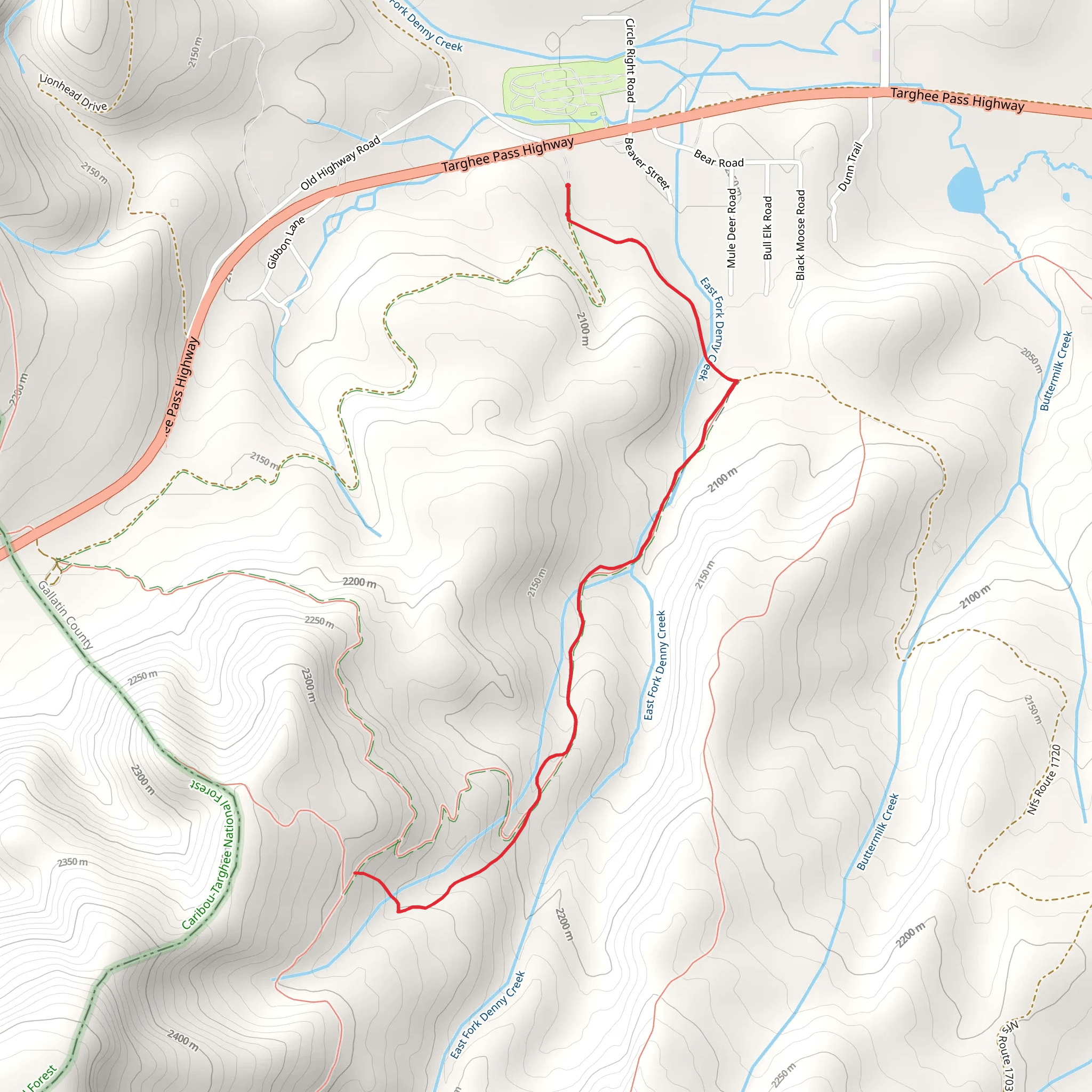 East Fork Denny Creek Trail mobile static map