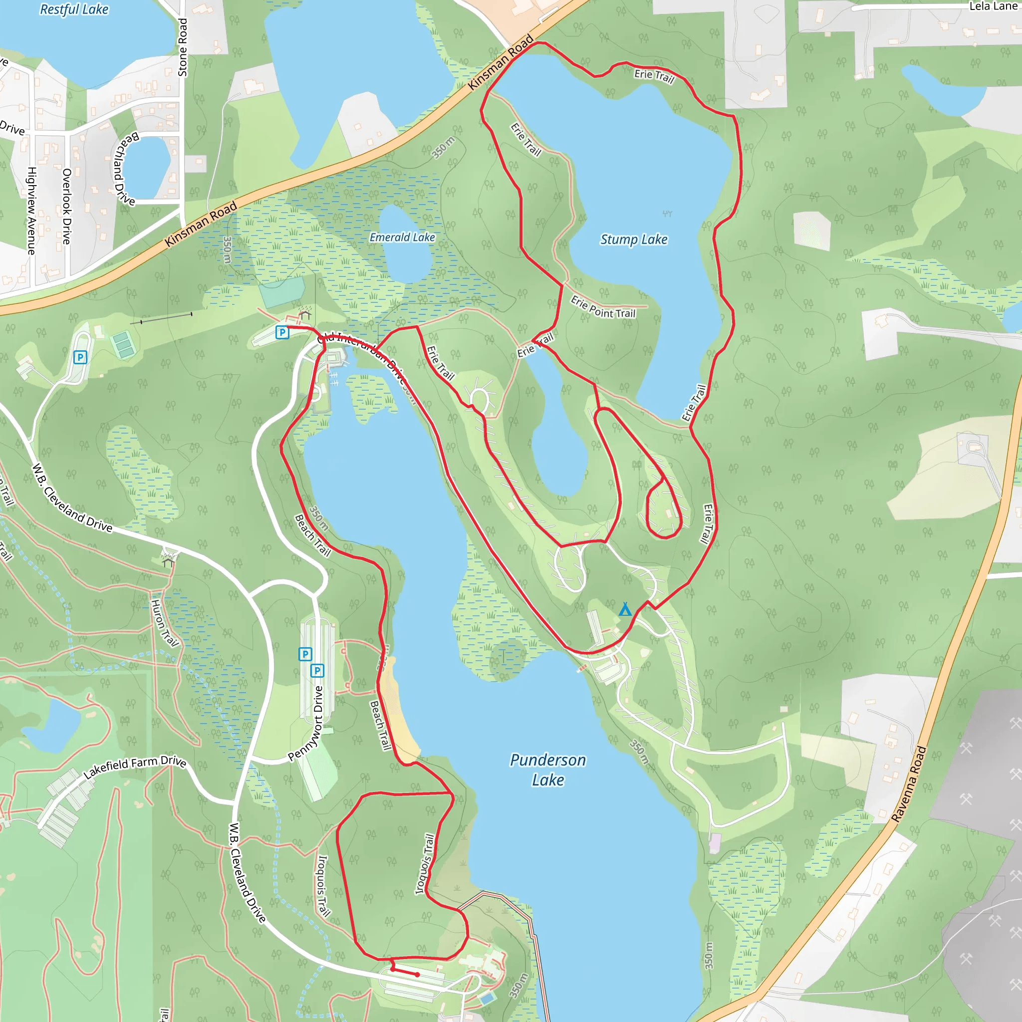 Emerald, Stump and Punderson Lakes Loop mobile static map