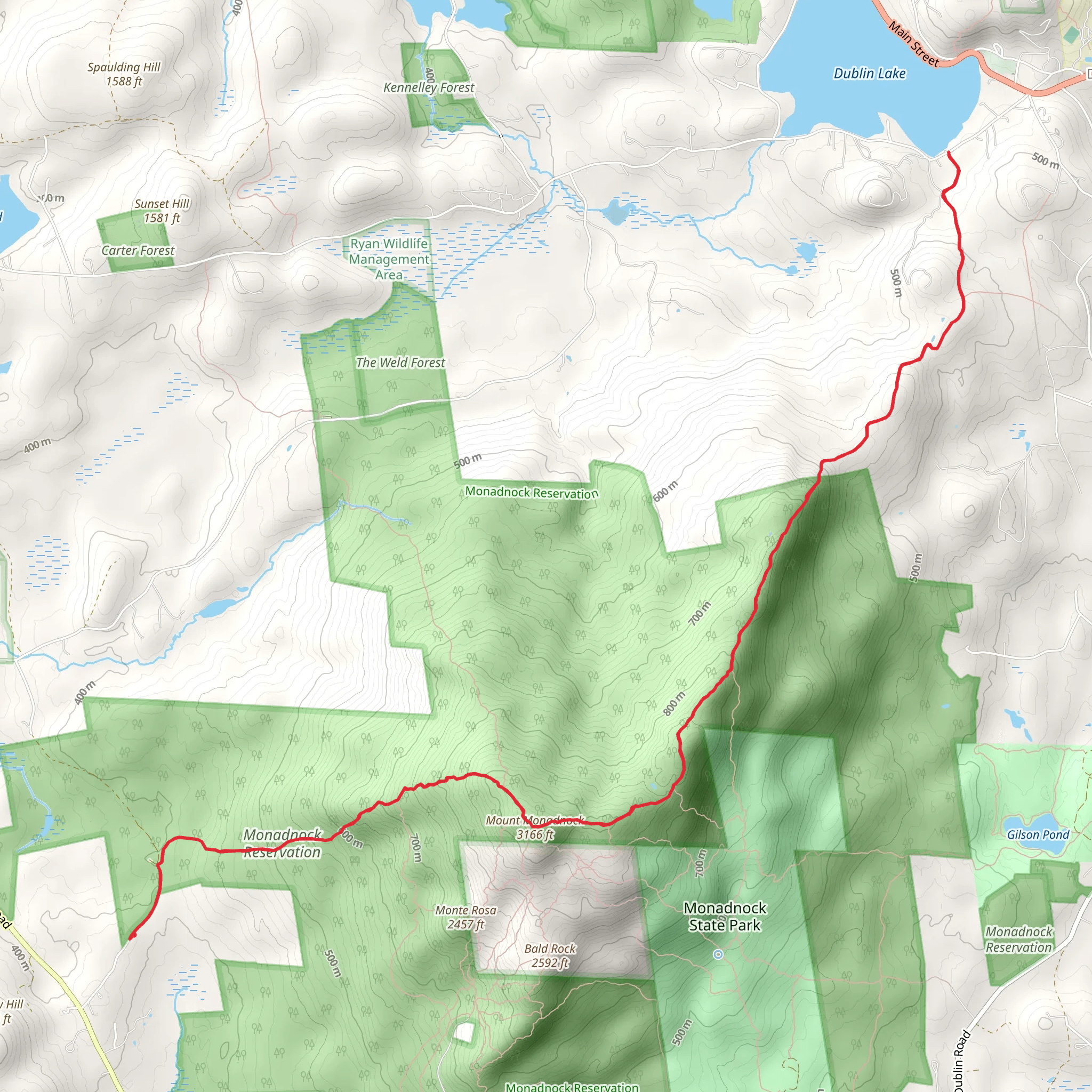 Dublin Lake via Pumpelly Trail mobile static map