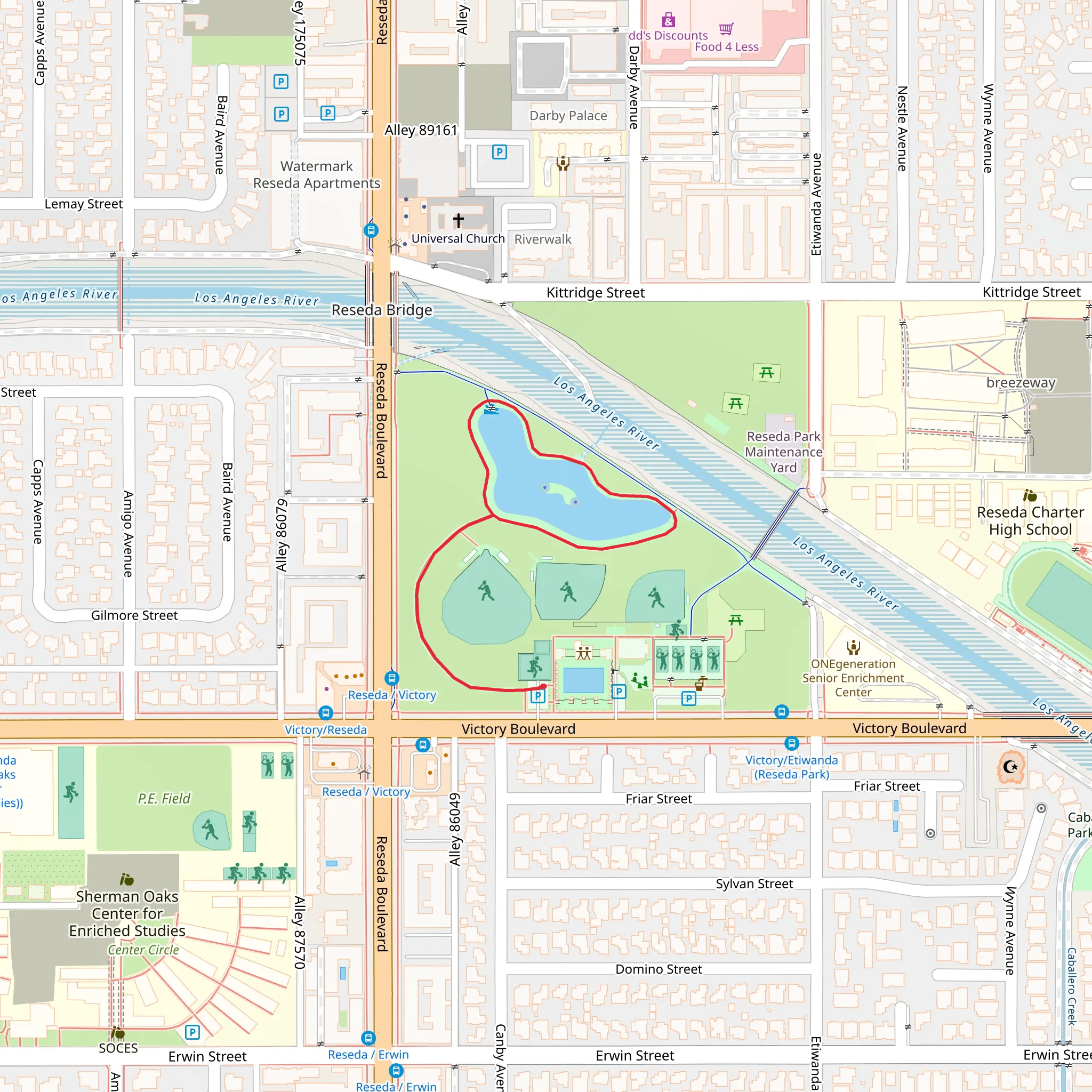 Reseda Lake Loop mobile static map