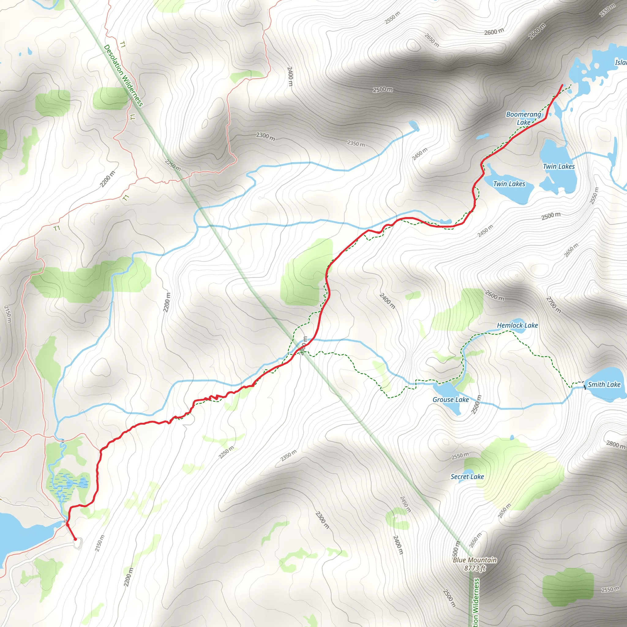 Twin Lakes Trail mobile static map