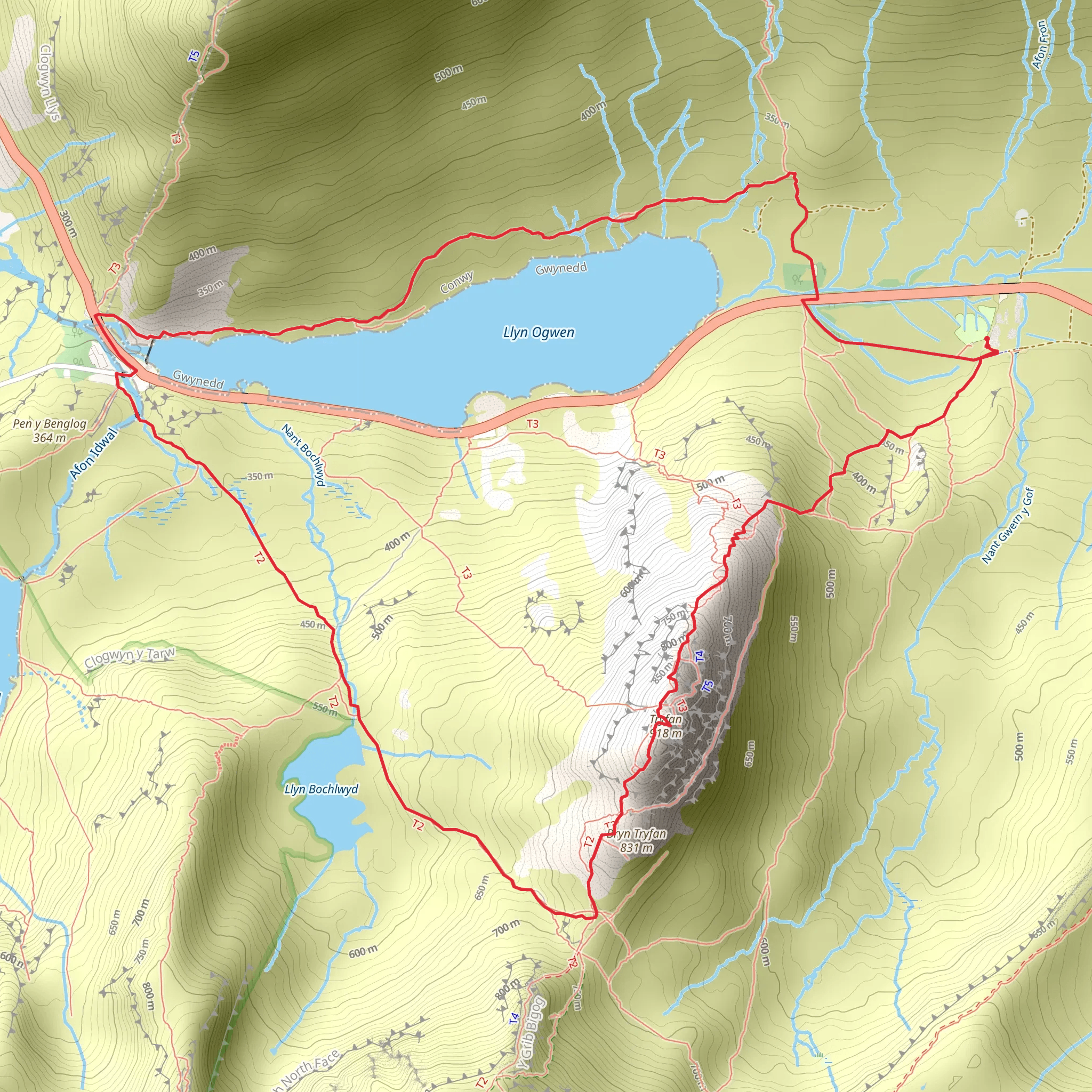 Tryfan and Llyn Ogwen from The Ogwen Valley mobile static map