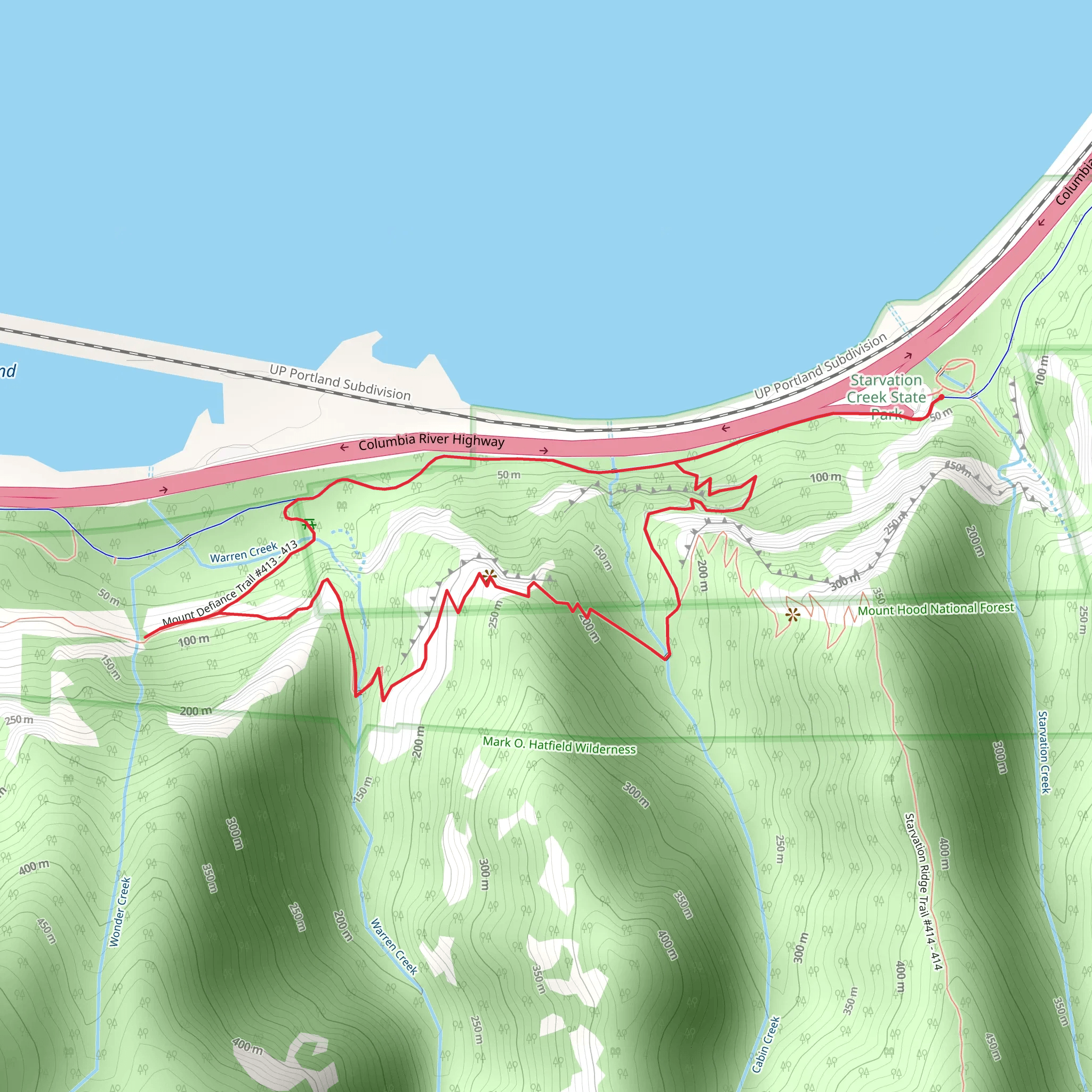 Historic Columbia River Highway State Trail and Starvation Ridge Trail mobile static map