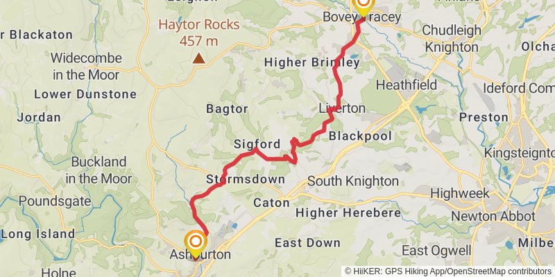 Dartmoor Way - High Moor Link - Alternative stage 7 Map