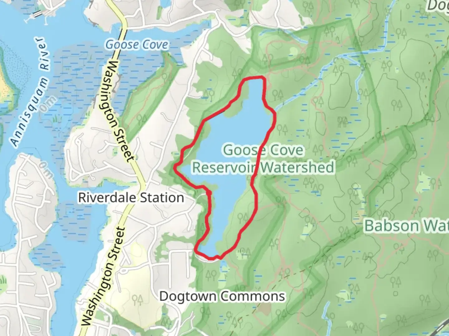 An image depicting the trail Goose Cove Resevoir Loop and its surrounding area.