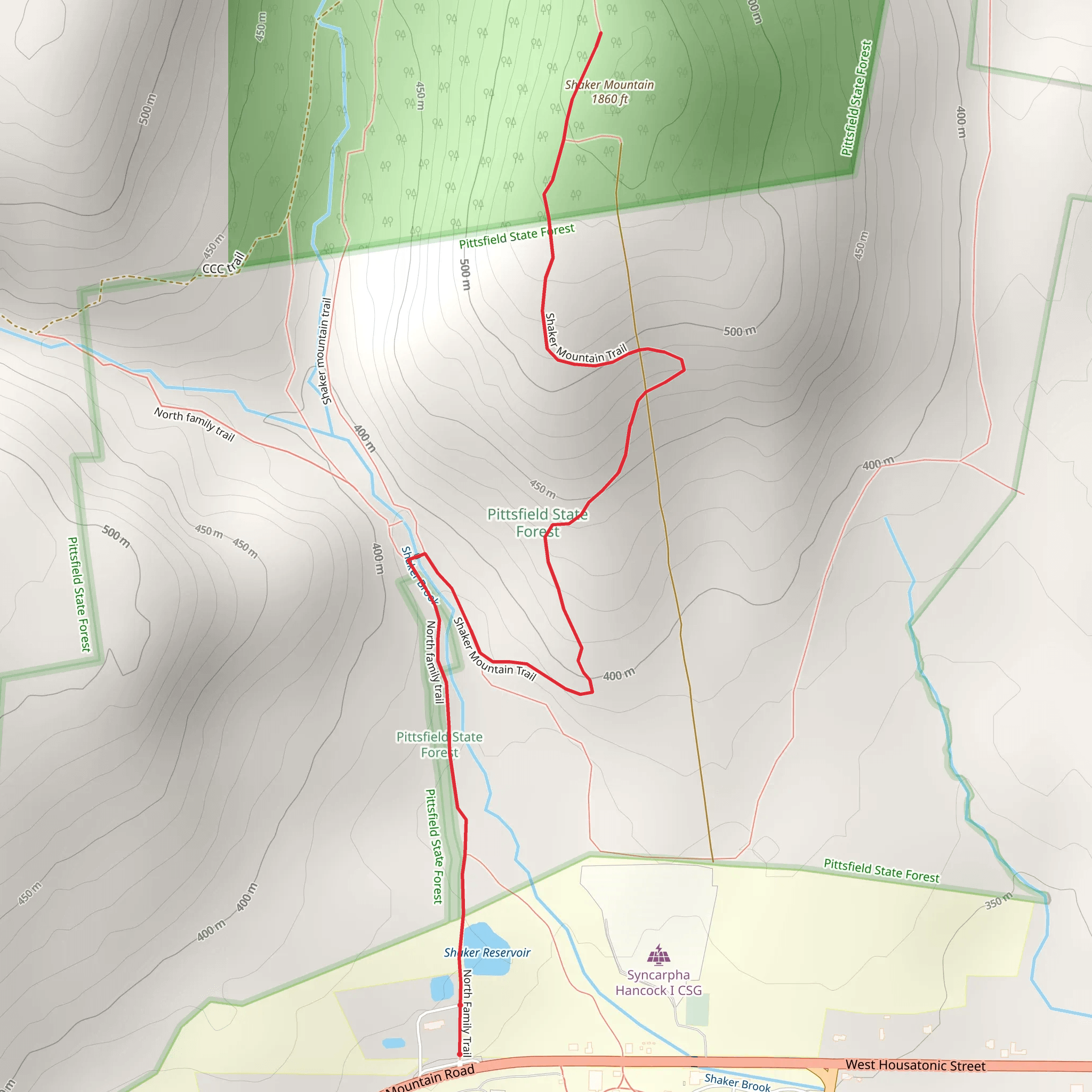 Shaker Mountain Trail mobile static map