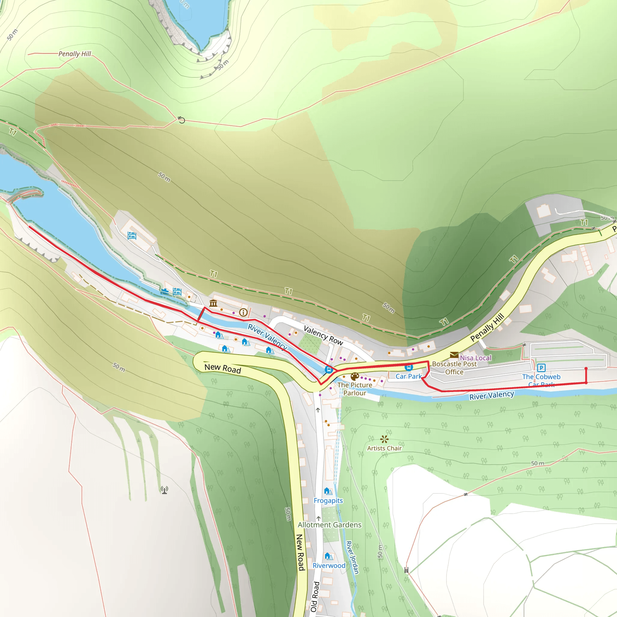 Boscastle Harbour Walk mobile static map