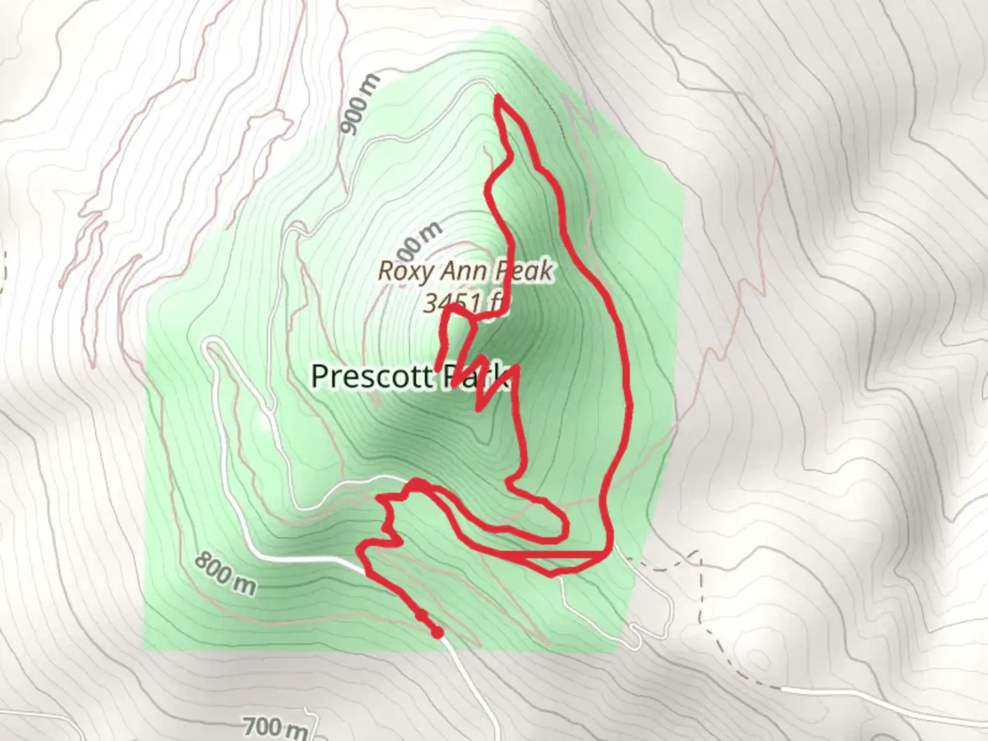 An image depicting the trail Roxy Ann Peak and Prescott Park via Manzanita Loop Trail and its surrounding area.