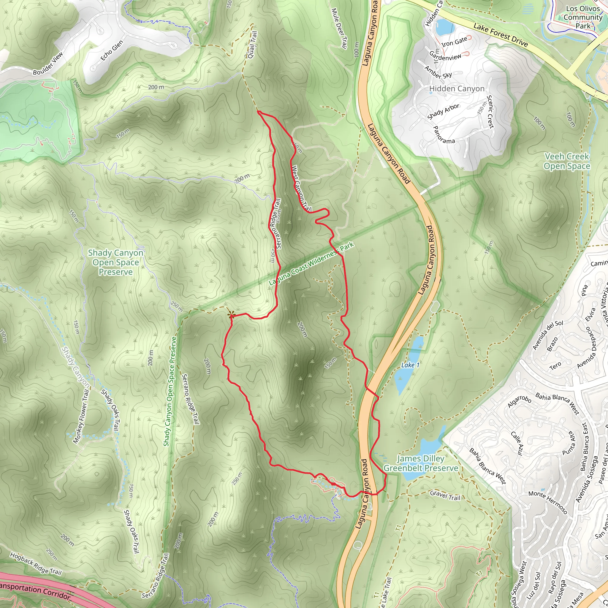 Little Sycamore Canyon - Serrano Ridge - West Canyon - Stagecoach North Loop Trail mobile static map