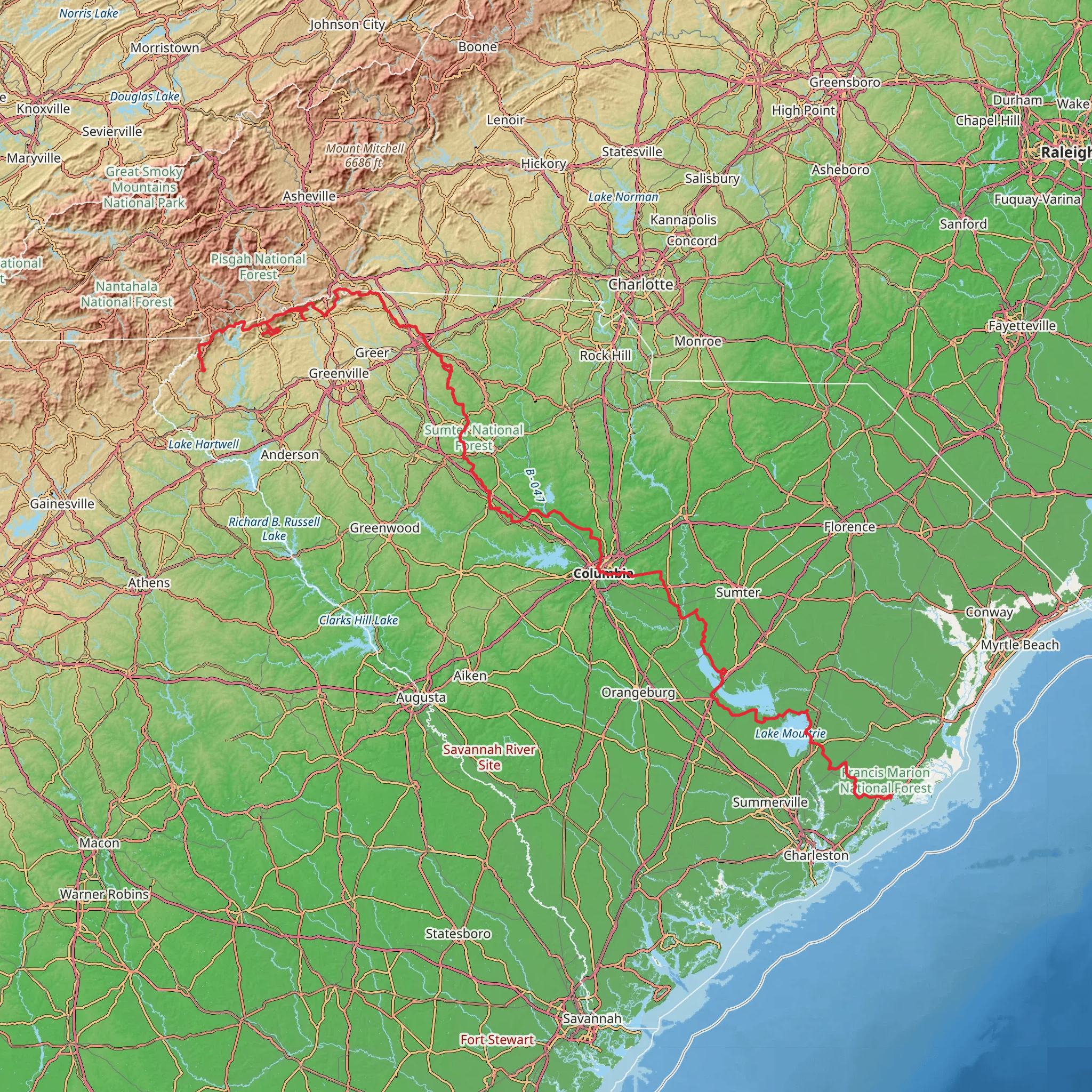 Palmetto Trail mobile static map