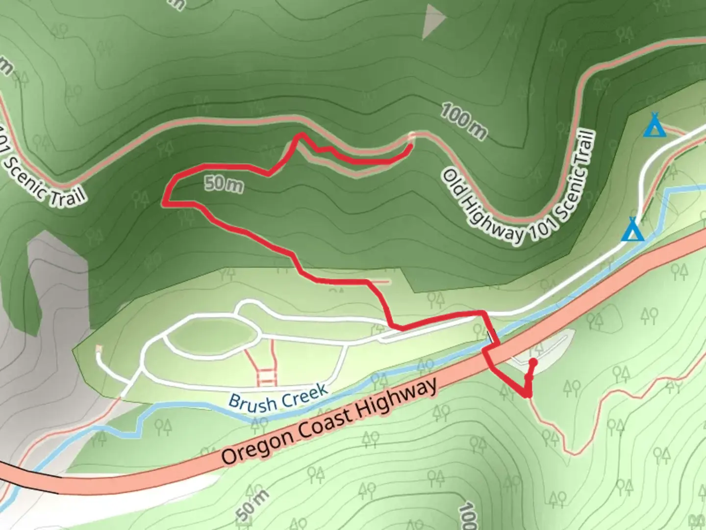 An image depicting the trail Brush Creek and its surrounding area.