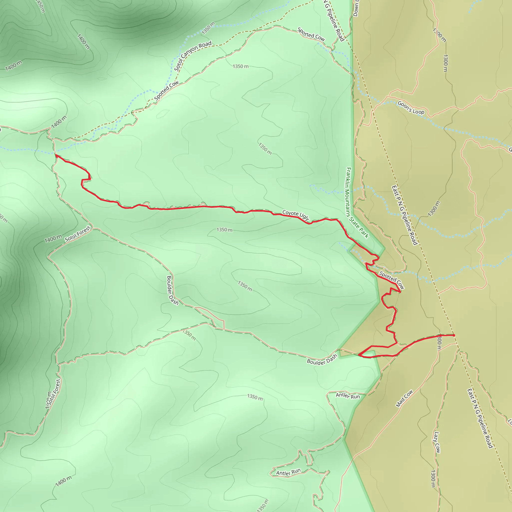 Coyote Ugly Out and Back mobile static map