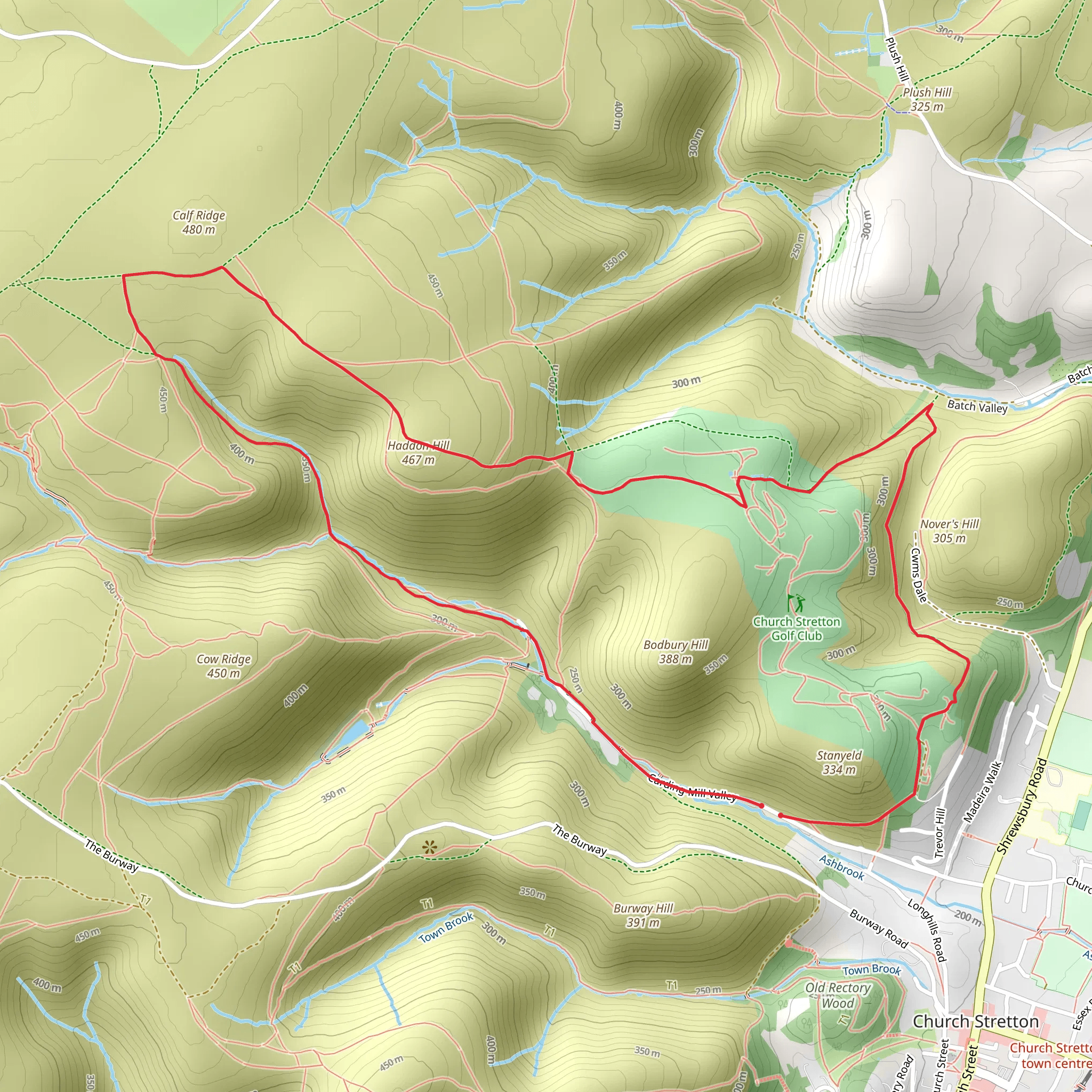 Haddon Hill and Calf Ridge Loop mobile static map