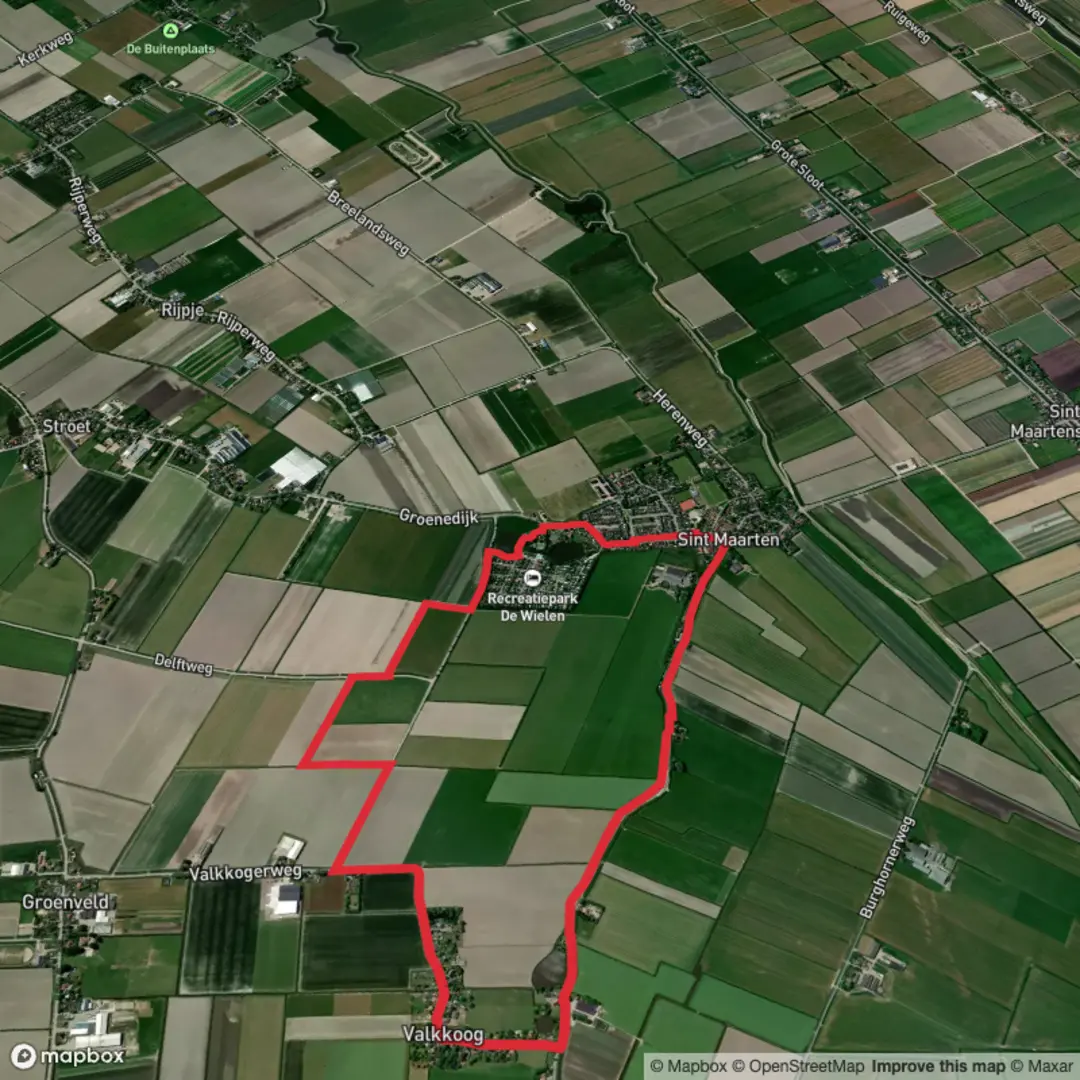An image depicting the trail Sint Maarten and Valkkoog Loop and its surrounding area.